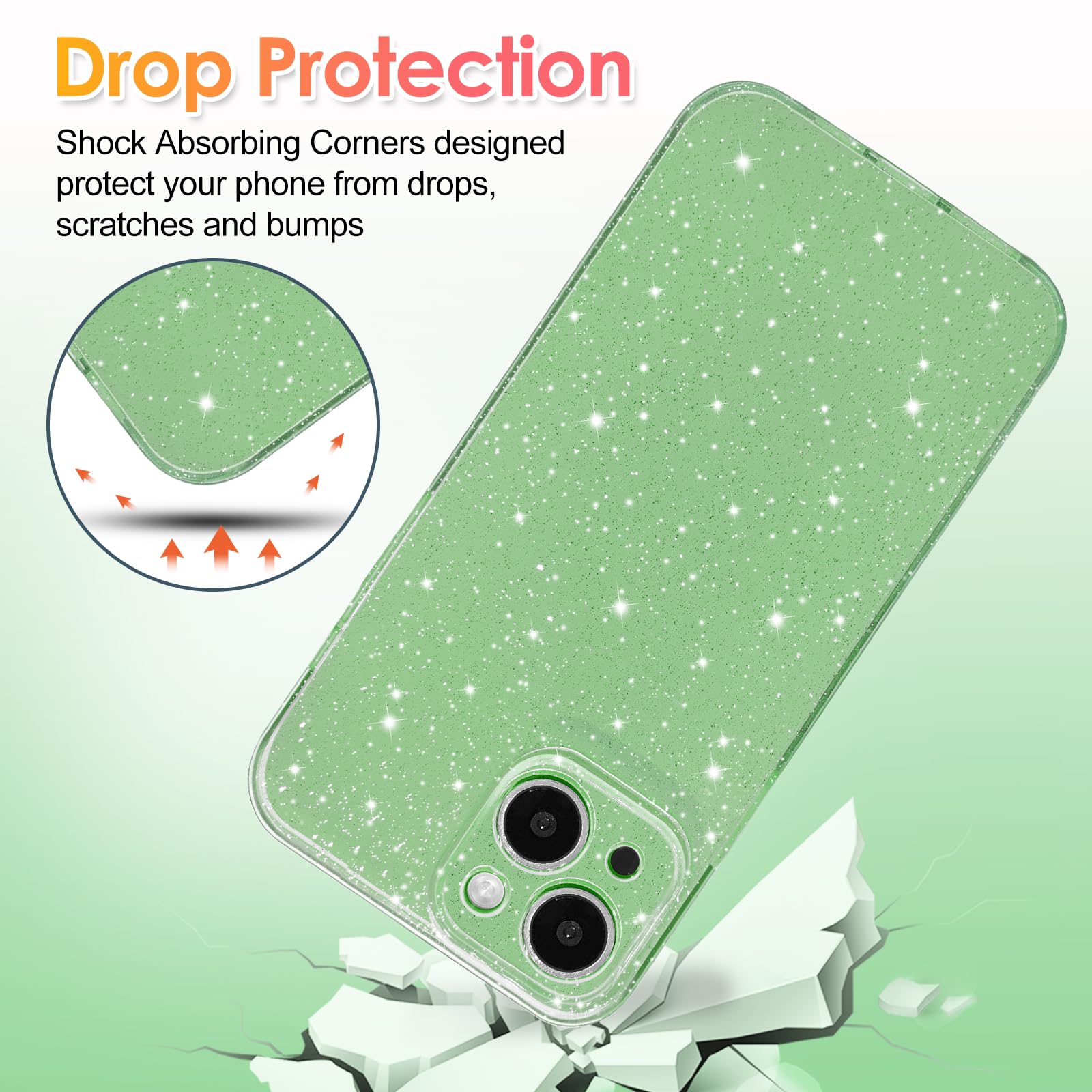 Hython Case For Iphone 15 Plus Case Glitter Cute Sparkly Shiny Bling Sparkle Phone Cases 6.7'', Thin Slim Fit Soft Tpu Bumper Sh