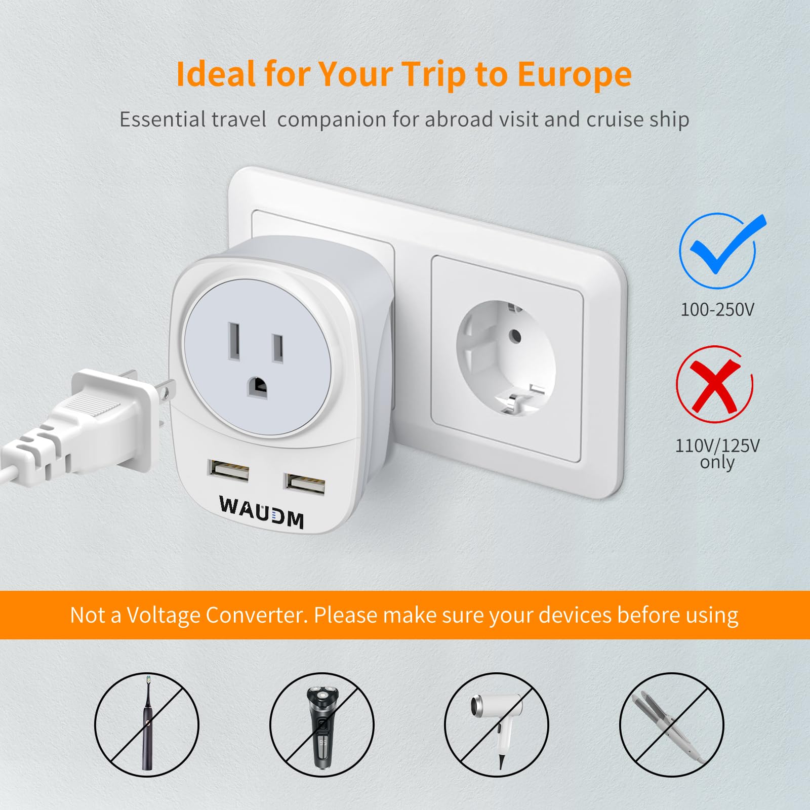 (Two Packs In A Box) Uk Travel Plug Adapter, G Type Power Socket Adapter With 2 Usb Ports For Usa To Dubai Scotland Uk London En