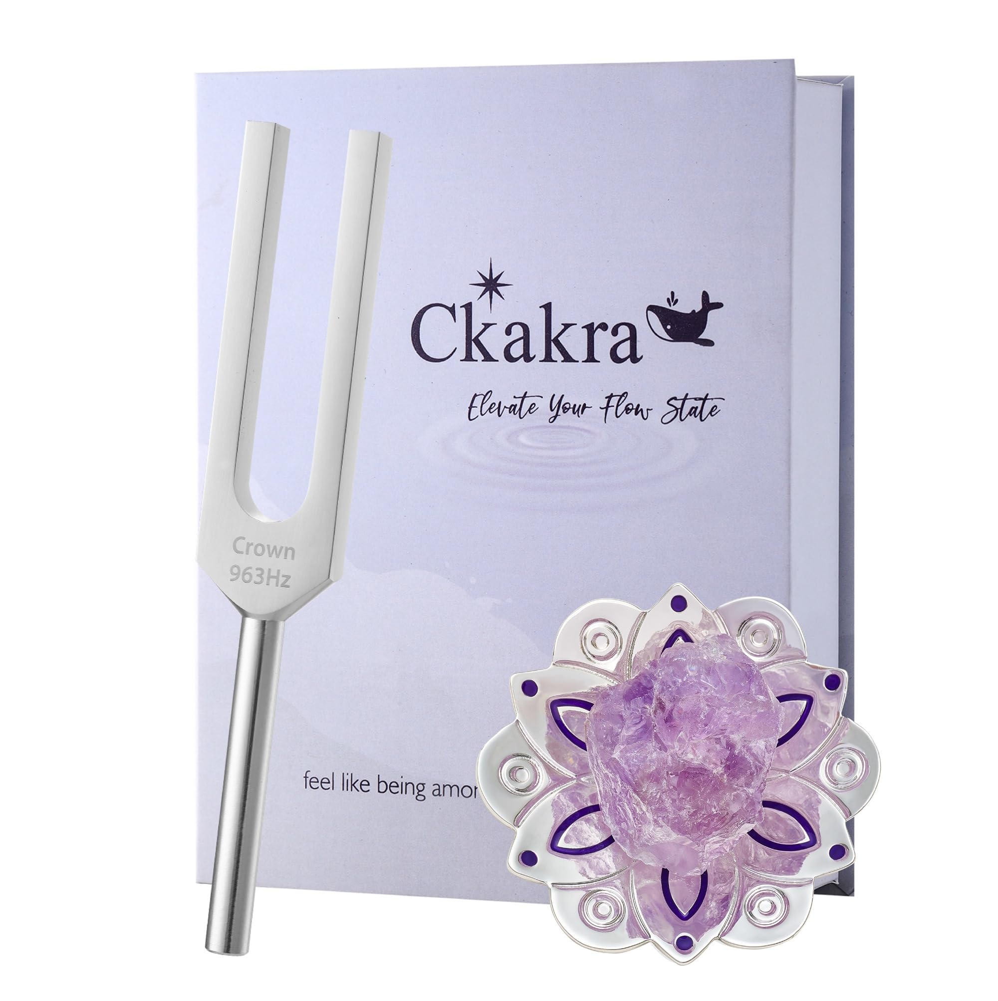 Ckakra Tuning Fork Kit,Solfeggio Energy Tuners,Sound Healing Crystal Kit,Meditation Accessories,Stress Relief Gifts Box,Shiny Si