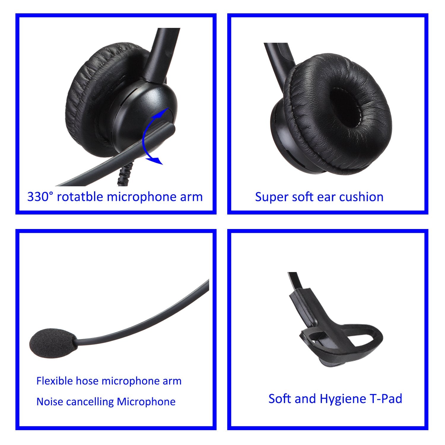 Mairdi Telephone Headset With Noise Canceling Microphone & His Cable For Avaya Ip 1608 1616 9601 9608 9611 9611G 9620 9621 9640