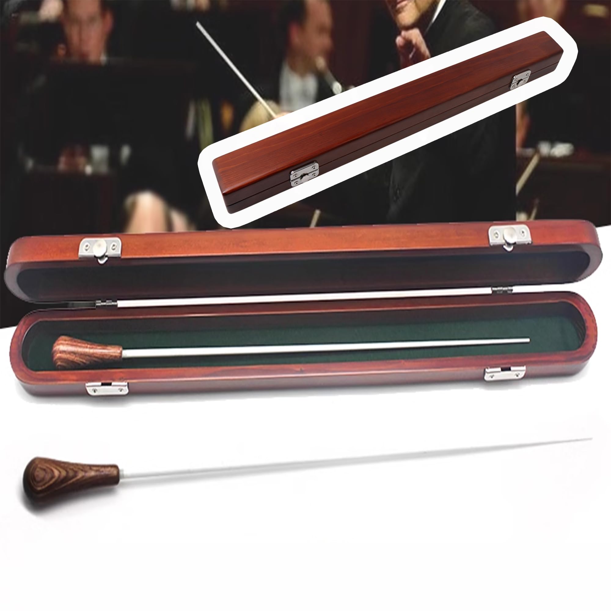 Red Wood Conductor Baton Case Handmade Musical Parts