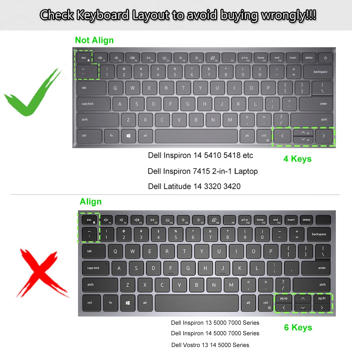 Keyboard Cover For 14'' Dell Inspiron 14 5410 5415 5418 5420 5425 5430 7415 7420 7425 7430/Latitude 3320 3420,13.3'' Dell Inspir