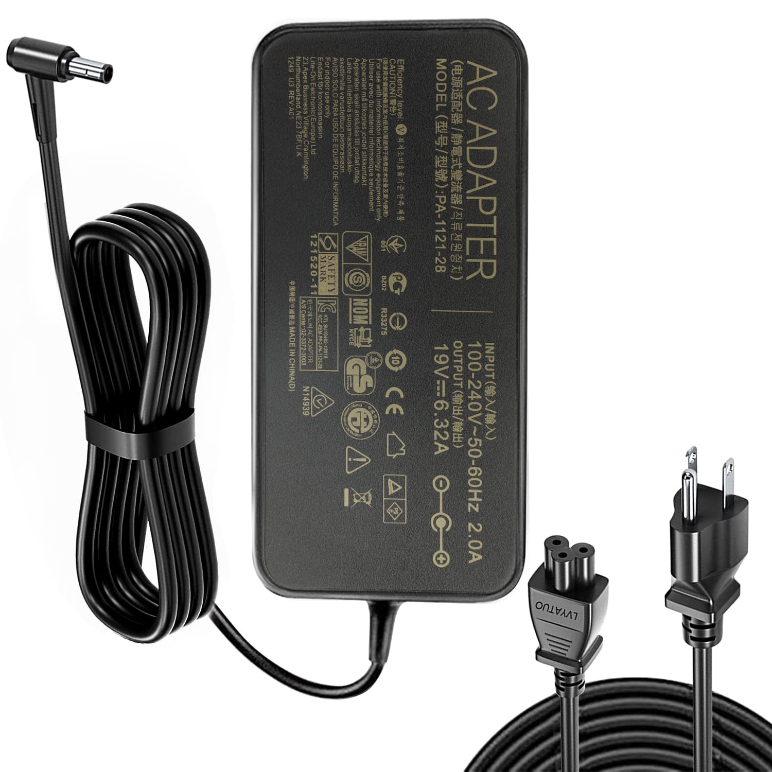 120W Ac Adapter Compatible Asus Laptop Charge A15 120P1A Pa 1121 28 Rog Gl551J Gl552Vw Gl553V Gl752Vw Gl753Ve N550Jk N550Jx Zx53Vw Fx53Vd G56Jk N56Jr N56Jn Vivobook Q550 Q550L X550 X750J X750Ja Laptop