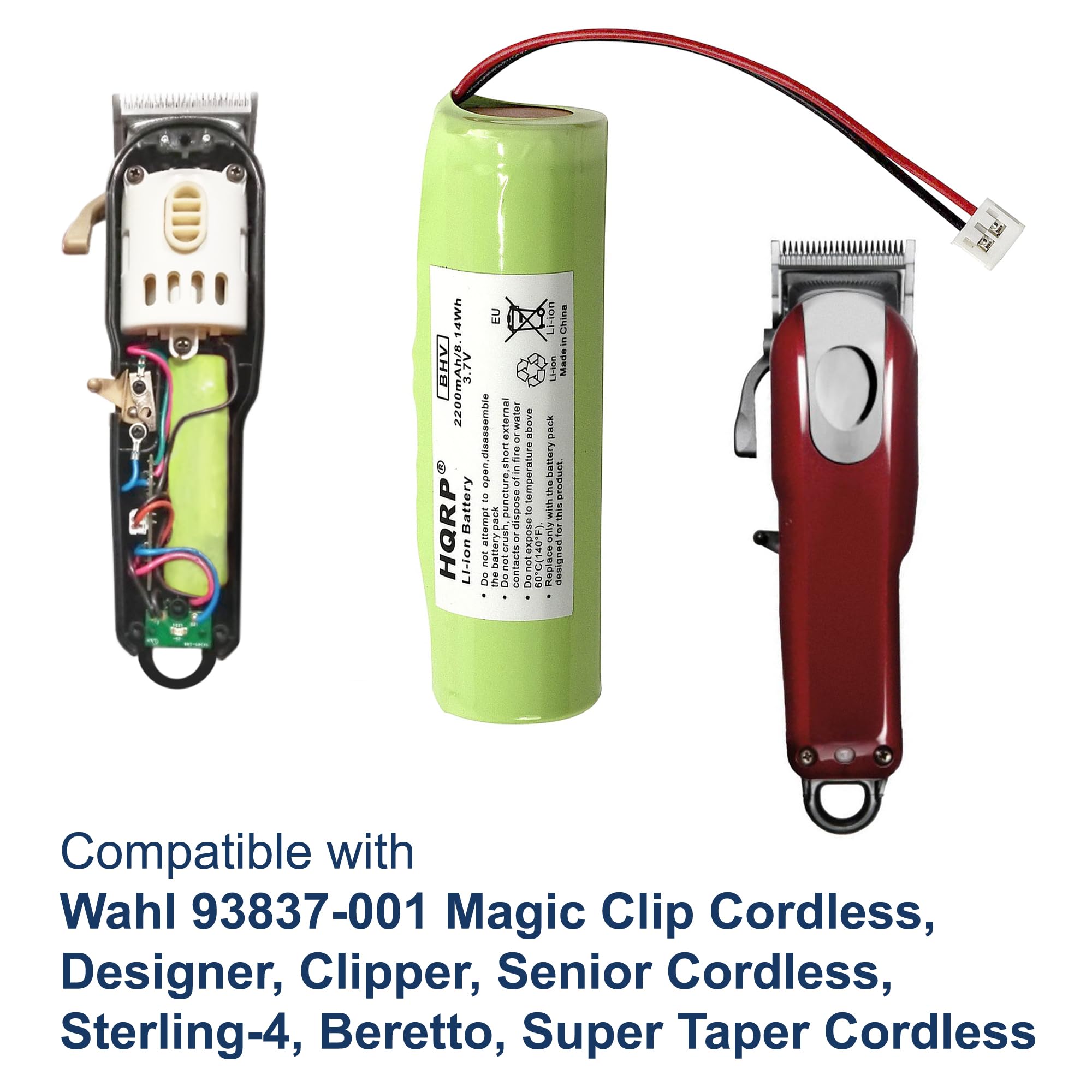 Hqrp Battery Compatible With Wahl 93837 001 Magic Clip Cordless, Designer, Clipper, Senior Cordless, Sterling 4, Beretto, Super