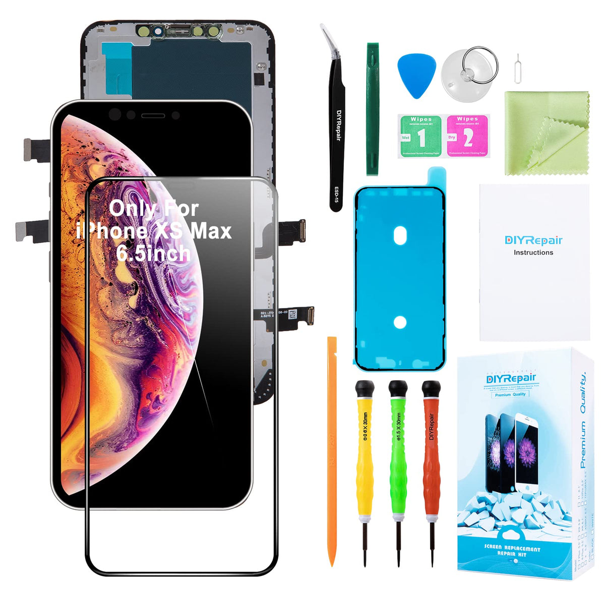 Premium Screen Replacement For Iphone Xs Max (6.5 Inch) 3D Touch Screen Complete Repair Kit Digitizer Display Glass With Waterpr