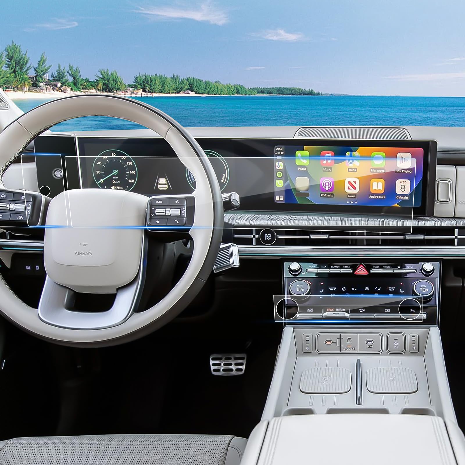 Coleya (6Pcs) 2024 Santa Fe Screen Protector For Hyundai Santa Fe Display (12.3Inch Touchscreen&Left Fingerprint Recognition&Air