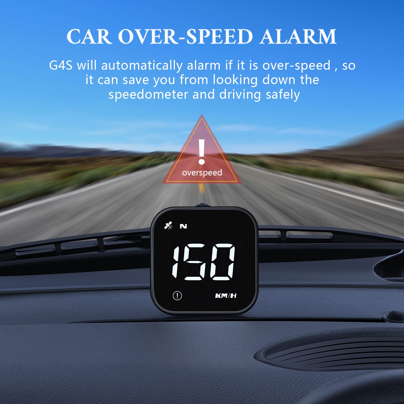 wiiyii G4S Digital GPS Speedometer - HUD Car Head Up Display, MPH/KPH for Cars & Trucks, Universal Fit, G4S-White