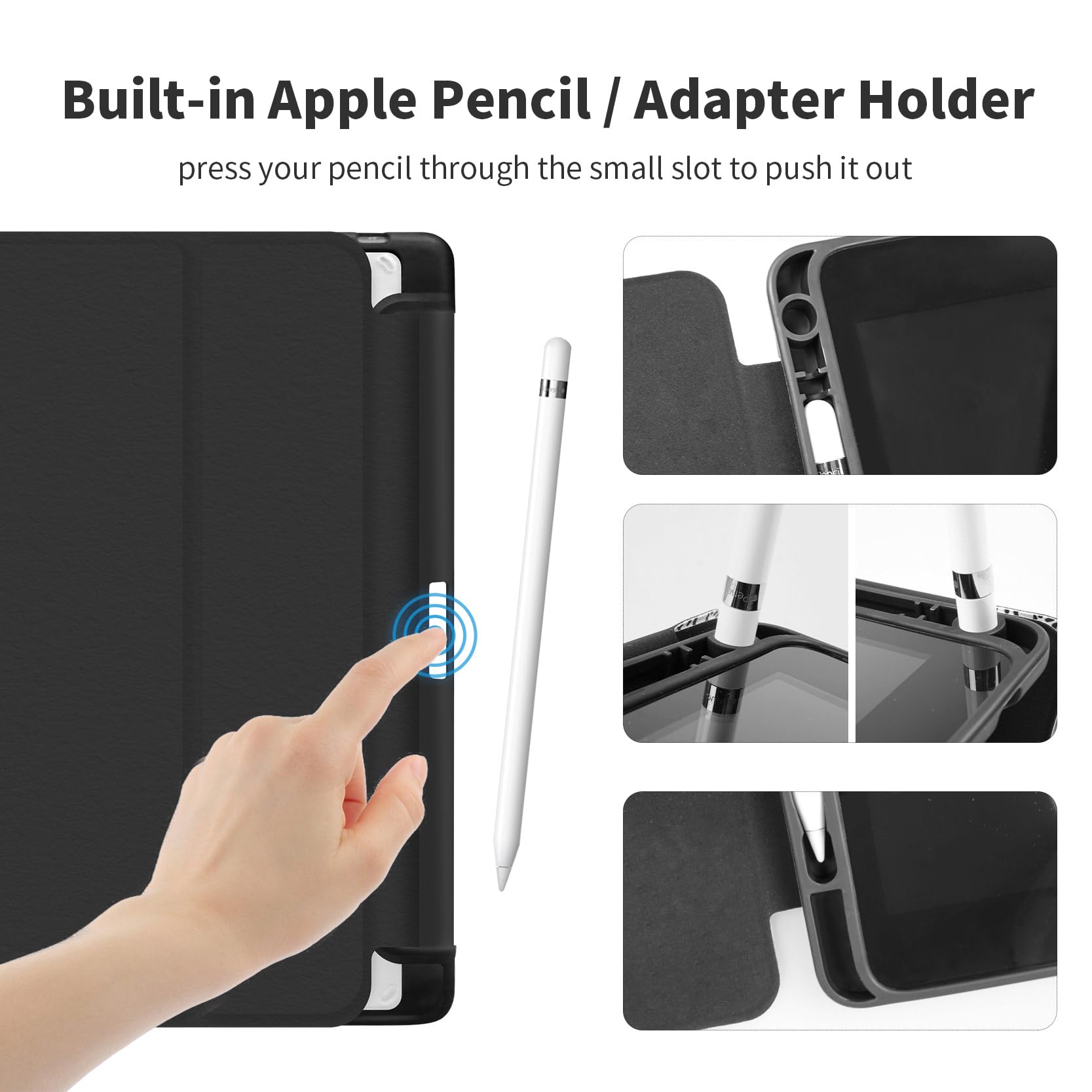 Trizoanic Case For Ipad 9Th/8Th/7Th Generation,Ipad 10.2 Inch Case Clear Back Ipad 2021/2020/2019 Cover,Trifold Stand,Pencil Hol