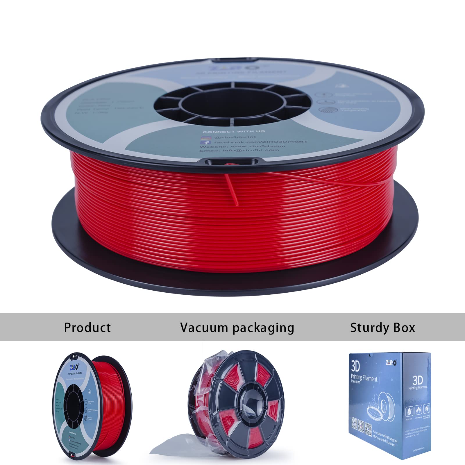 Ziro Pla Filament 175Mm,3D Printer Filament Pla Pro Basic Color Series 175Mm 1Kg(22Lbs), Dimensional Accuracy +  003Mm,Red
