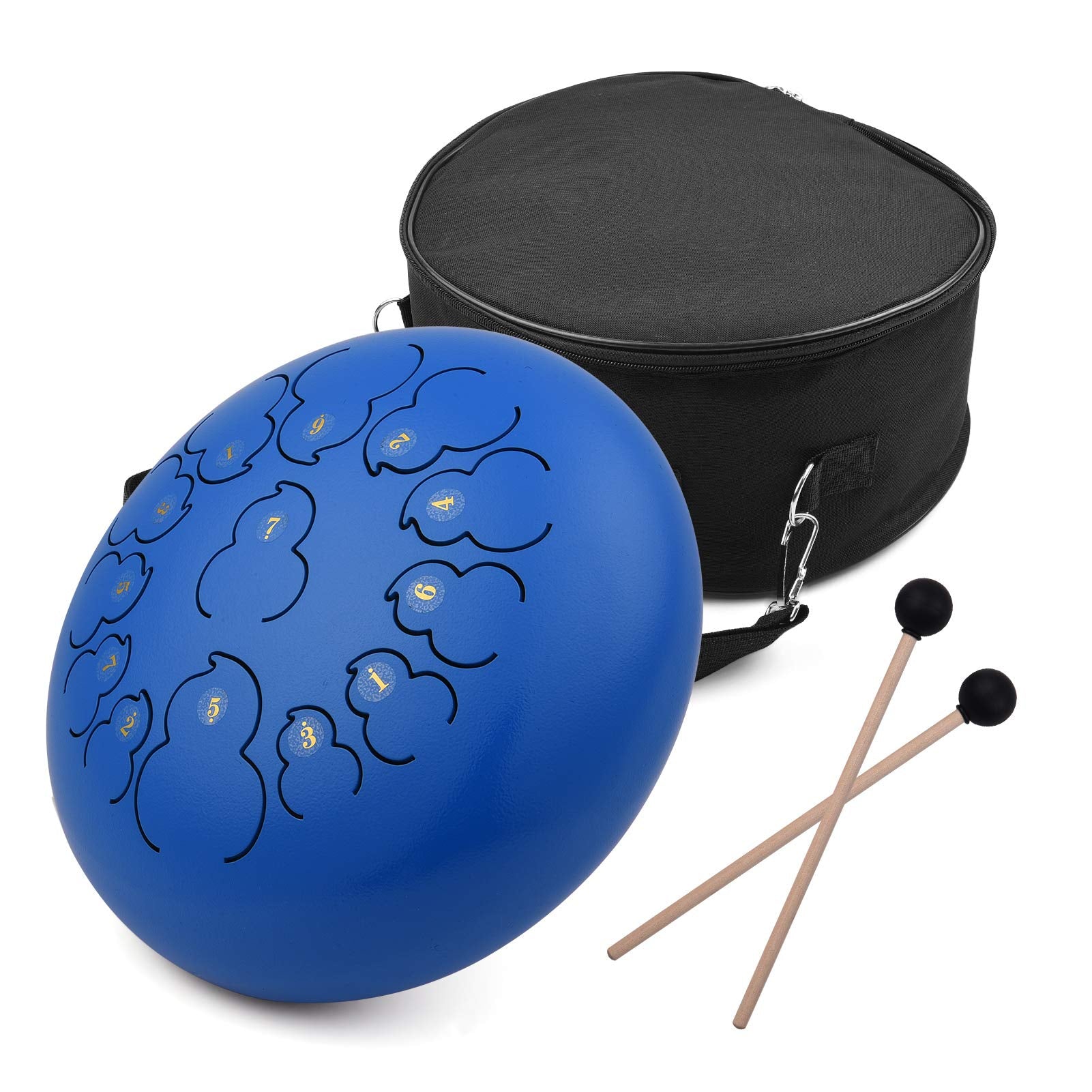 Homgee 12Inch 13Tone Steel Tongue Drum D Key Percussion Instrument Hand Pan Drum Wi Drum Mallets Carry Bag Music Book