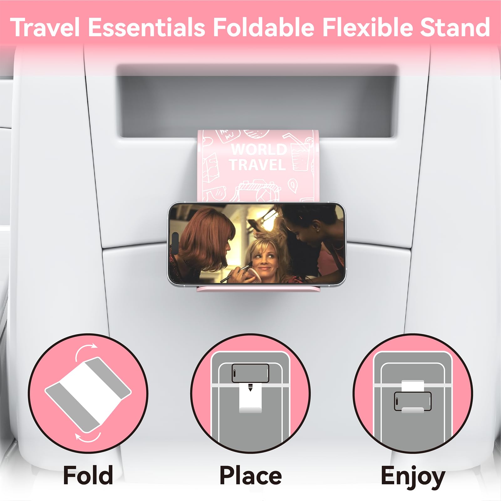 Huogantom Airplane Phone Holder Mount, Travel Essentials Flexible Phone Holder, Airplane Tablet Holder For Flying, Desk, Compati