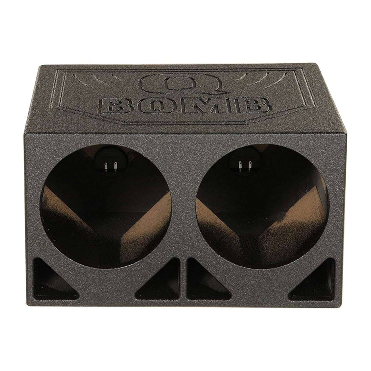Qpower Qbomb10Tb Dual 10 Inch Vented Triangle Ported Wood Subwoofer Enclosure Box With Durable Bedliner Spray And Spring Loaded 