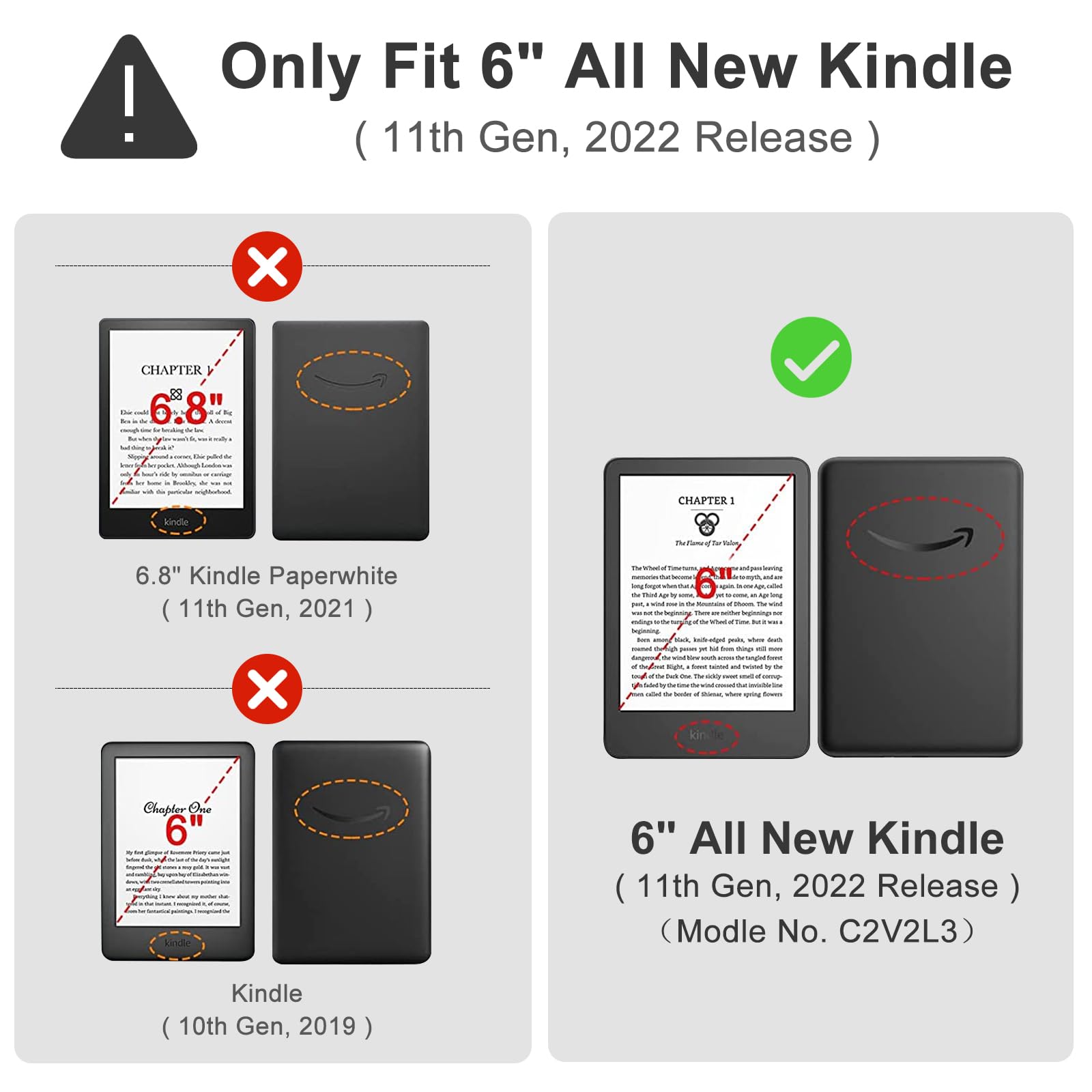 Taiyang Case For 6'' All New Kindle (11Th Generation 2022 Release), Lightweight Slim Smart Pu Leather Cover For 6 Inch Kindle 20