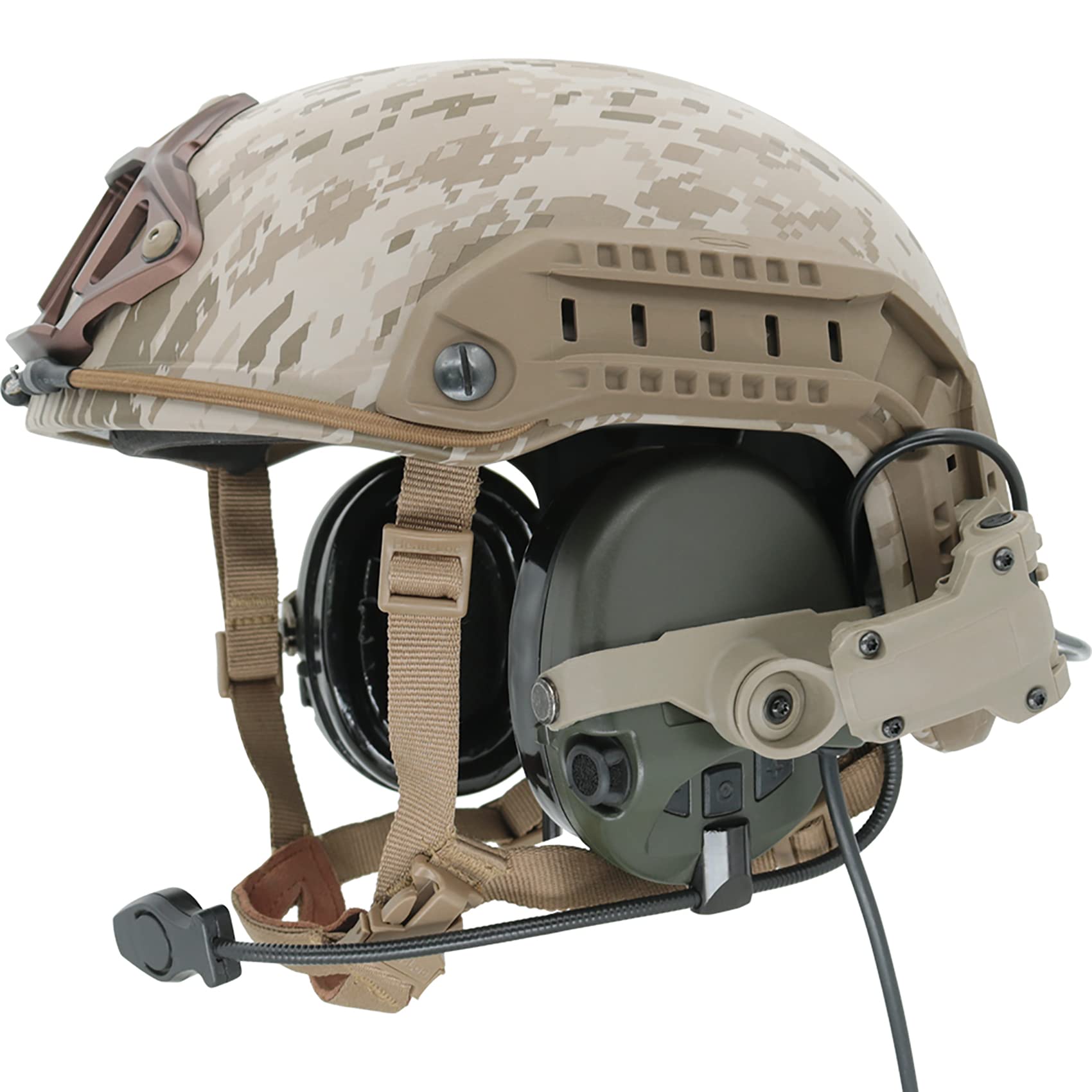 Combatgear Tactical Headset With Arc Rail Adapter Ear Defender Airsoft Headphone Come With K 2 Pin Push To Talk Fg