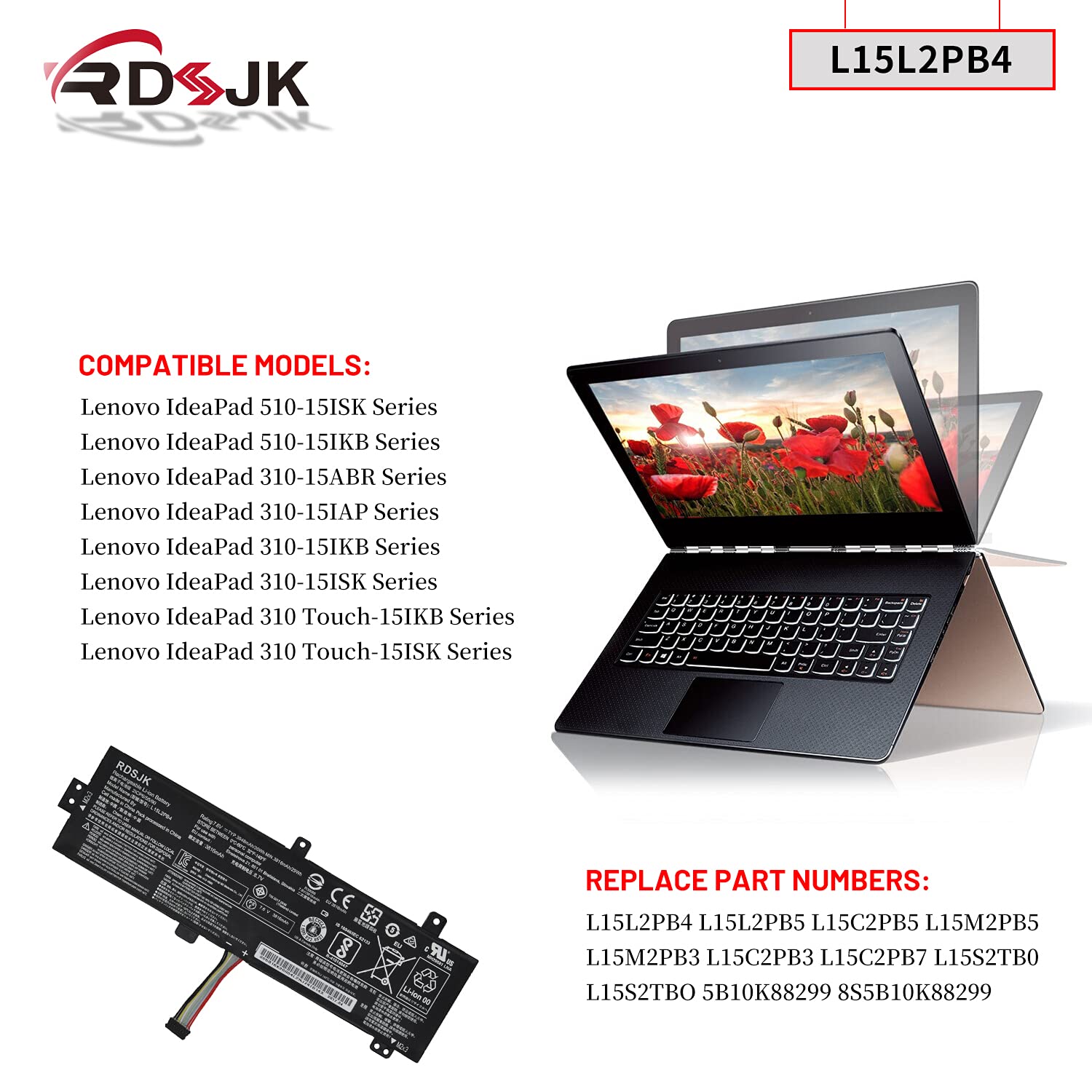 L15L2Pb4 L15L2Pb5 Laptop Battery For Lenovo Ideapad 310 15Isk 310 15Ikb 310 15Abr 310 15Iap 310 Touch 15Ikb/15Isk 510 15Isk 510