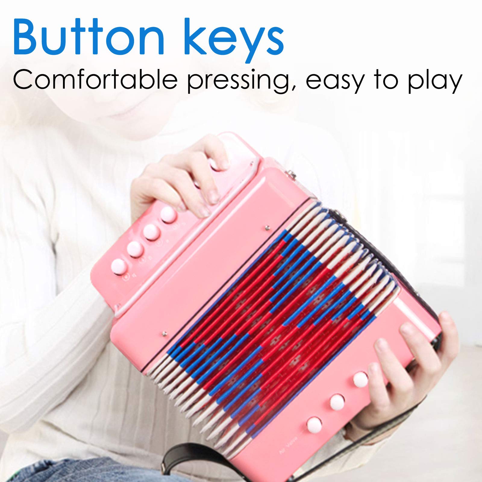 Kids Accordion, 10 Keys Control Button Accordion Musical Instruments For Kids Children Beginners Lightweight And Environmentally