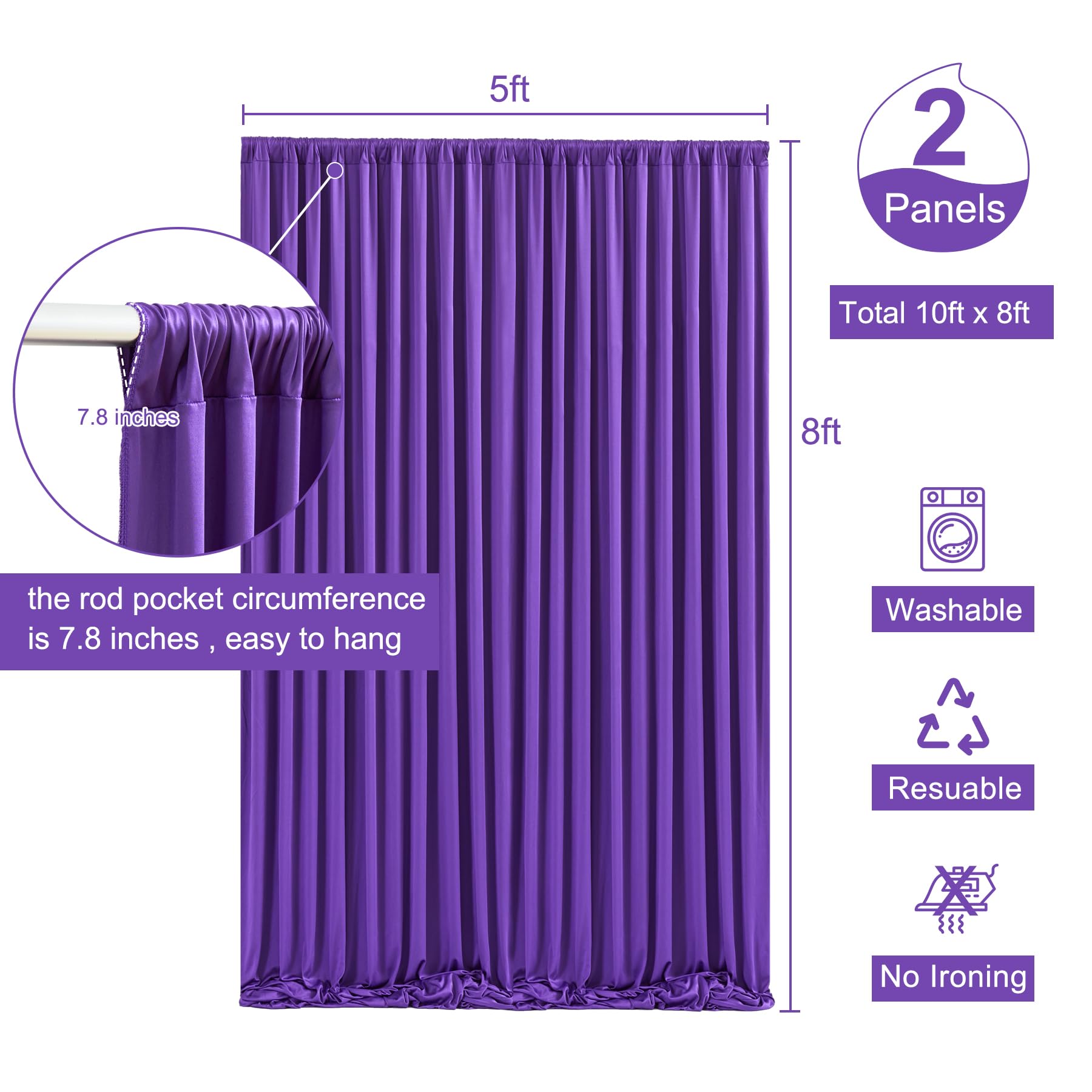 Purple Backdrop Curtain For Parties Wedding Wrinkle Free Purple Photo Curtains Backdrop Drapes Fabric Decoration For Birthday Pa