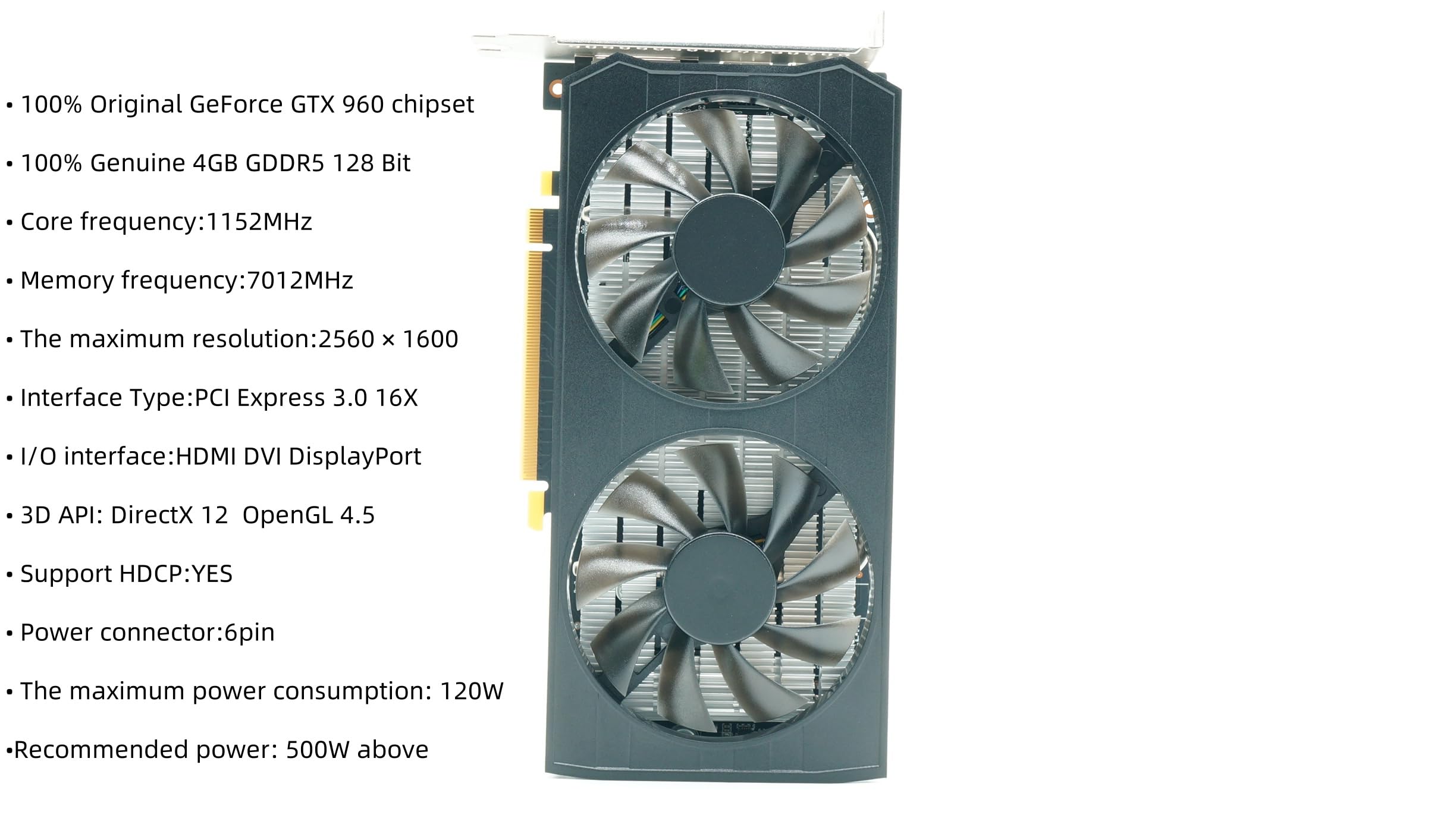 Xuanmo Nvidia Gtx960 4Gb Gddr5 192Bit Pcie Graphic Card, Dual Fans 8008Mhz Memory Frequency Computer Graphics Card, Hdmi Dvi Dp