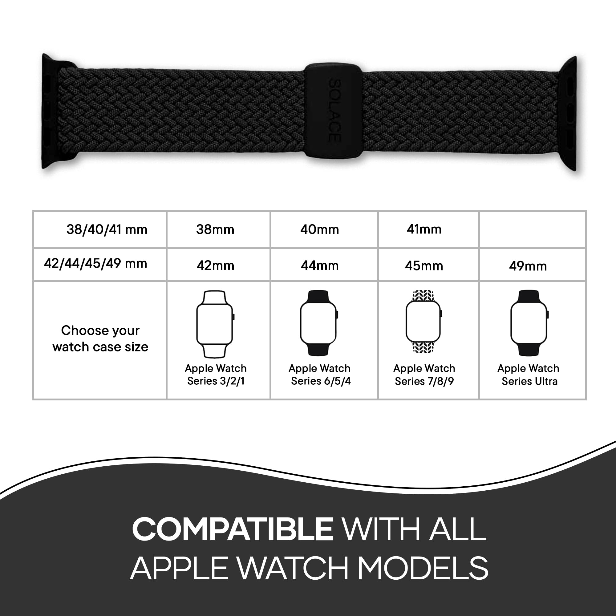 Solace Bands Imperium Adapt Wide Adjustable Nylon Braided Watch Band - Compatible With All Apple Watches - Solace Apple Watch Ba