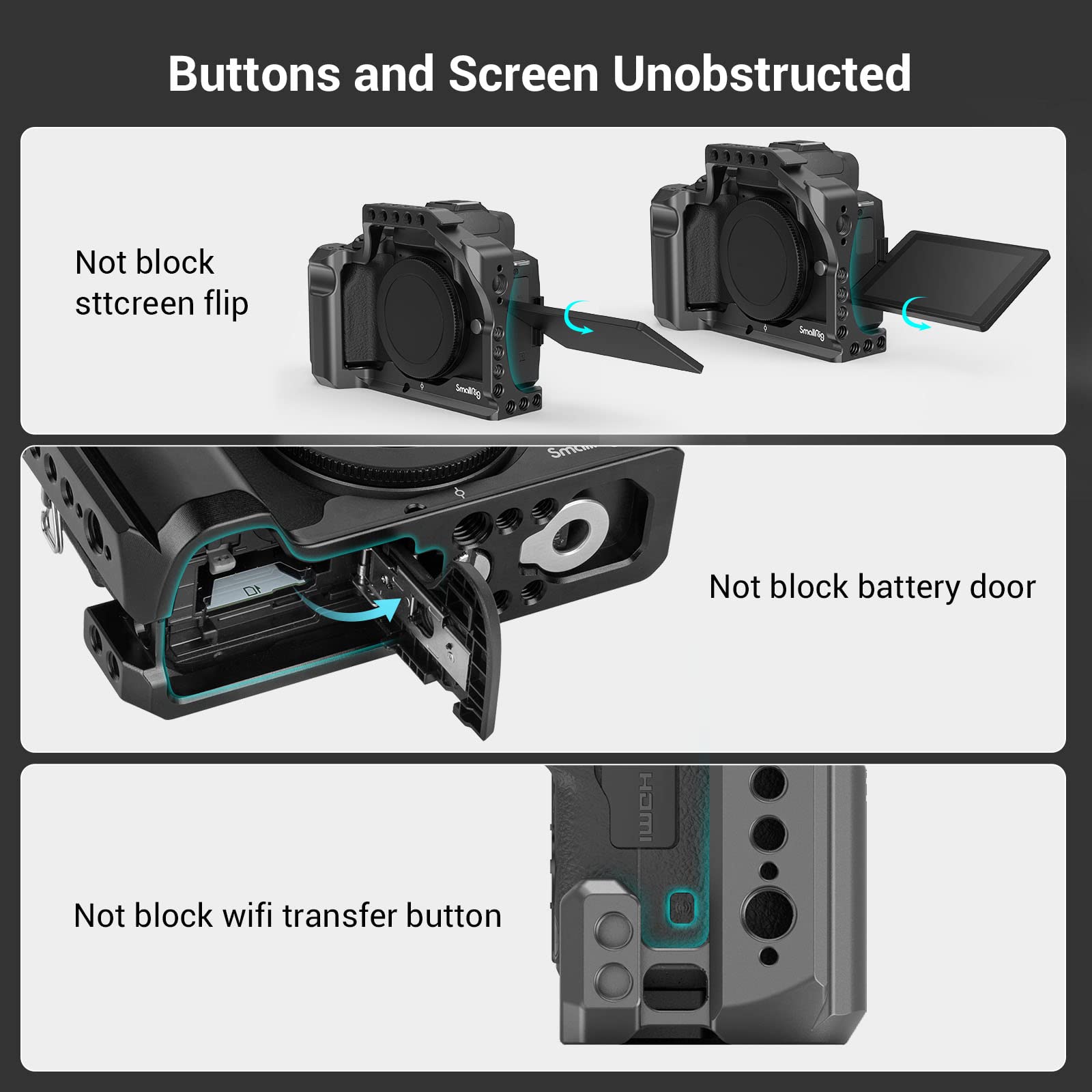 Smallrig M50 /M50 Ii /M5 Cage (Upgraded), Aluminum Alloy Video Film Movie Making Rig With Integrated Grip And Nato Rail For Cano