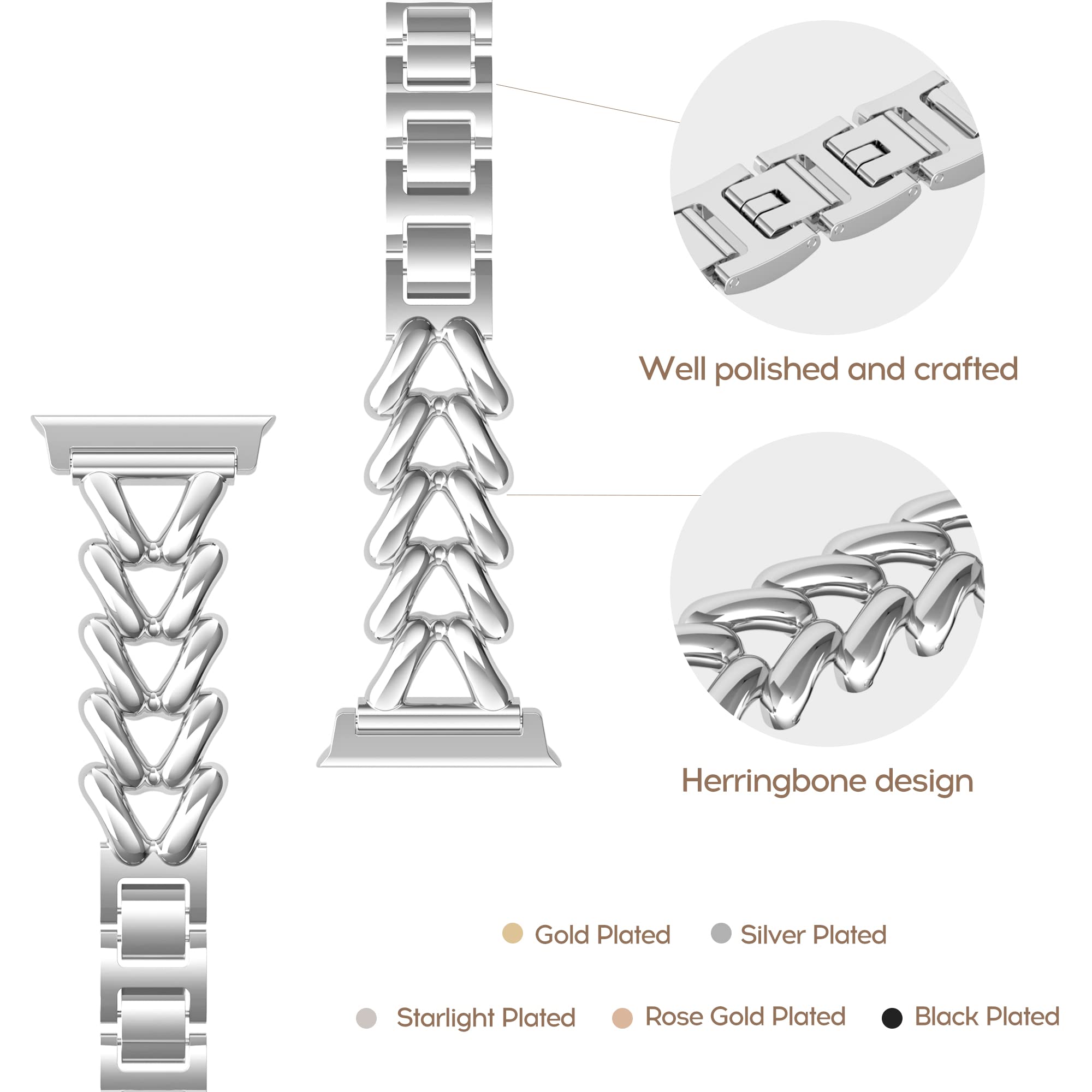 Yncamoo Slim Band Compatible With Apple Watch 38Mm 40Mm 41Mm 42Mm 44Mm 45Mm Se Series 9 8 7 6 5 4 3 2 1, Women Adjustable Replac