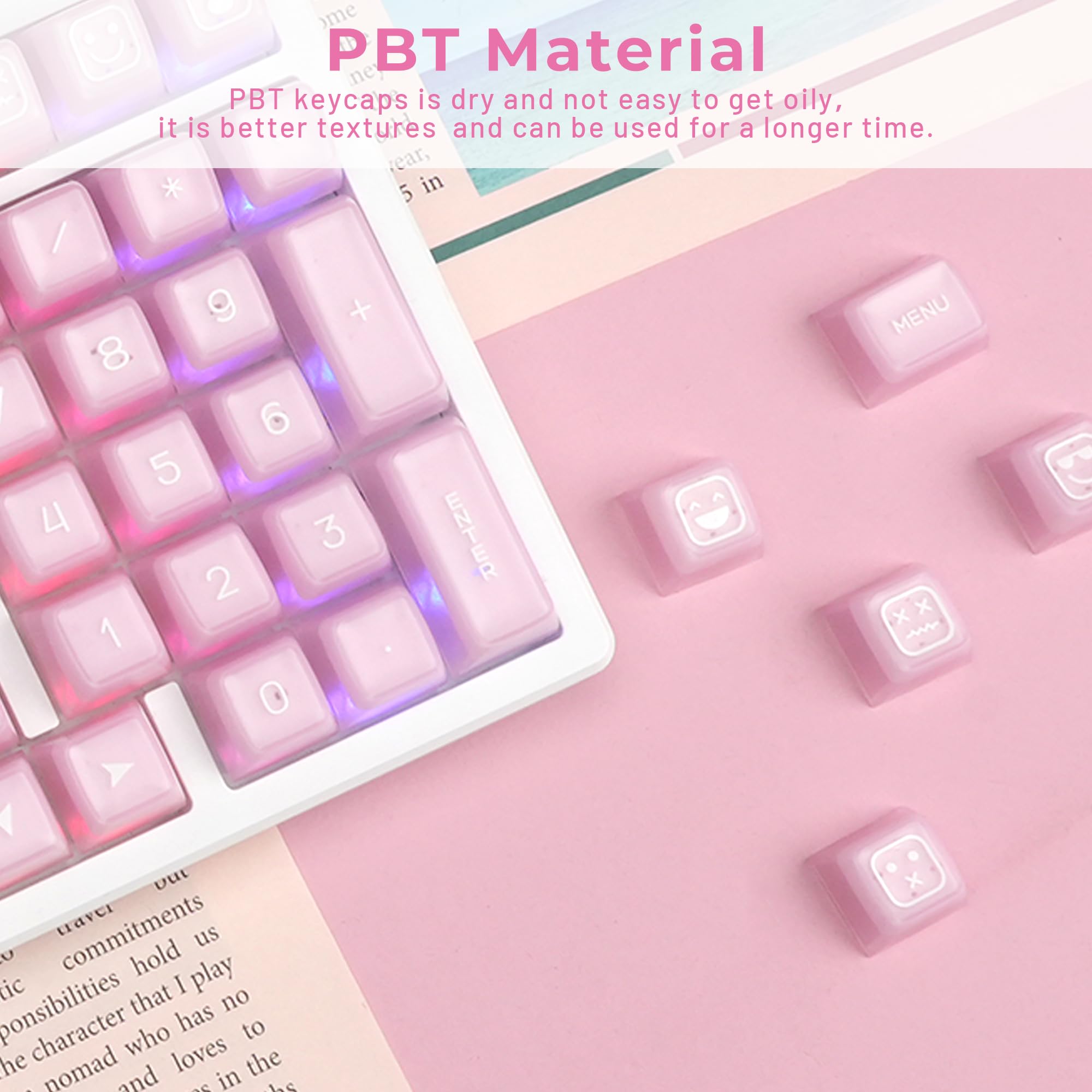 Xvx Translucent Key Caps, Double Shot Pbt Keycaps, Sa Profile Key Caps 100 Percent 142 Keys, Custom Keycap Set Compatible With 6