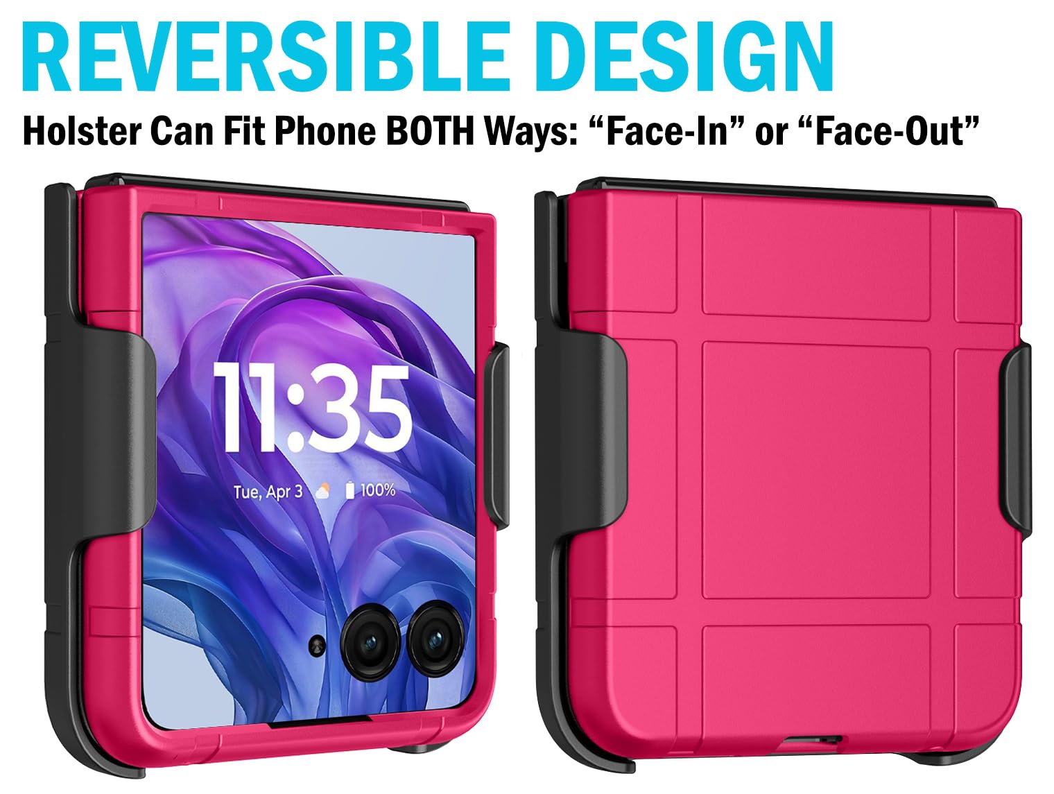 Case With Clip For Motorola Razr+ 2024/2025, Nakedcellphone Slim Hard Shell Cover And [Rotating/Ratchet] Belt Hip Holster Holder