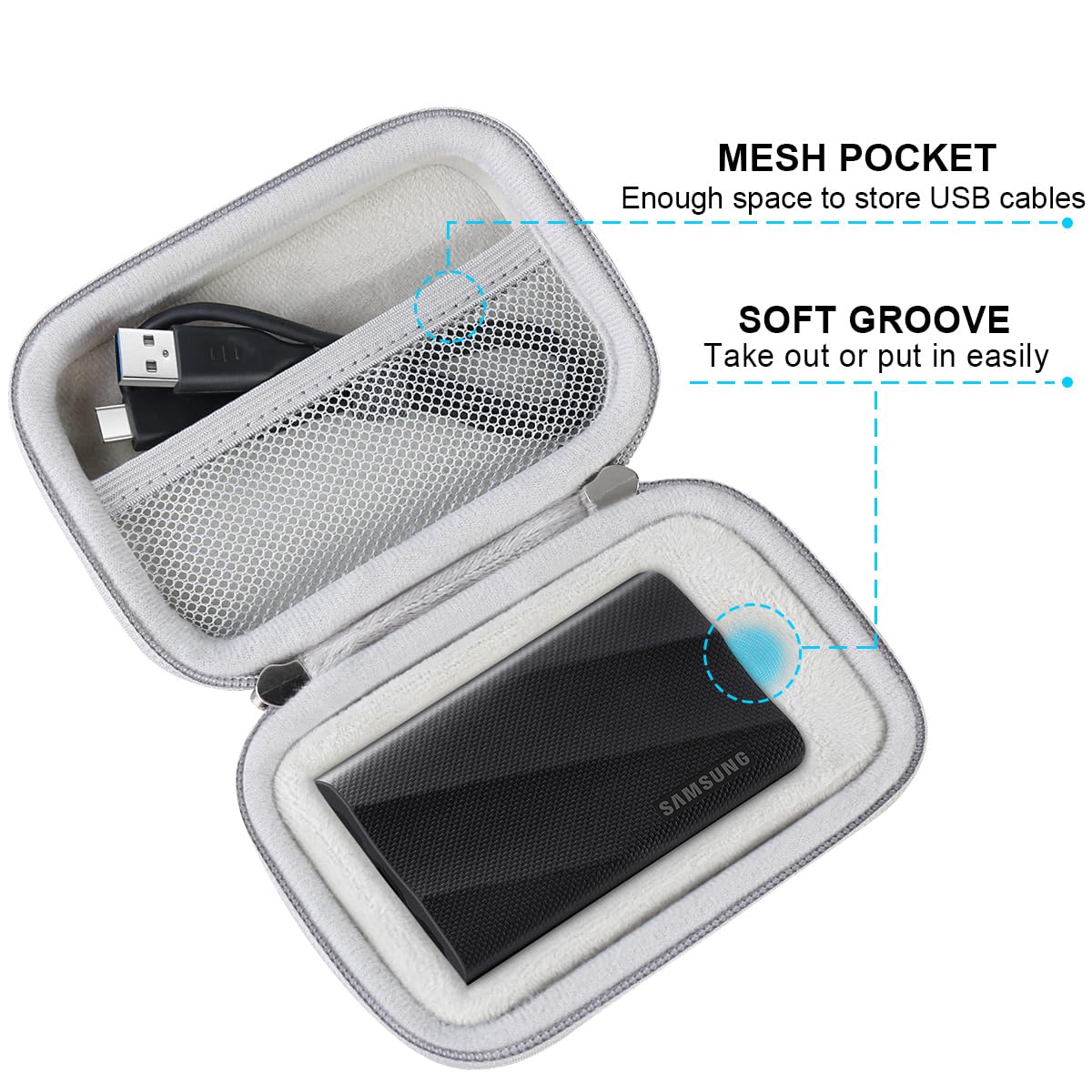 Lacdo Hard Carrying Case For Samsung T9 Portable Solid State Drives 1Tb 2Tb 4Tb Usb 3.2 External Ssd Hard Eva Shockproof Storage