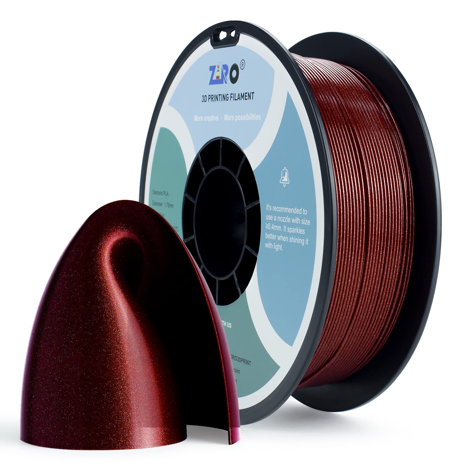 Ziro Pla Glitter Filament 1.75Mm,3D Printer Filament Pla Diamond Series 1.75 1Kg(2.2Lbs), Dimensional Accuracy +/  0.05Mm,Diamon
