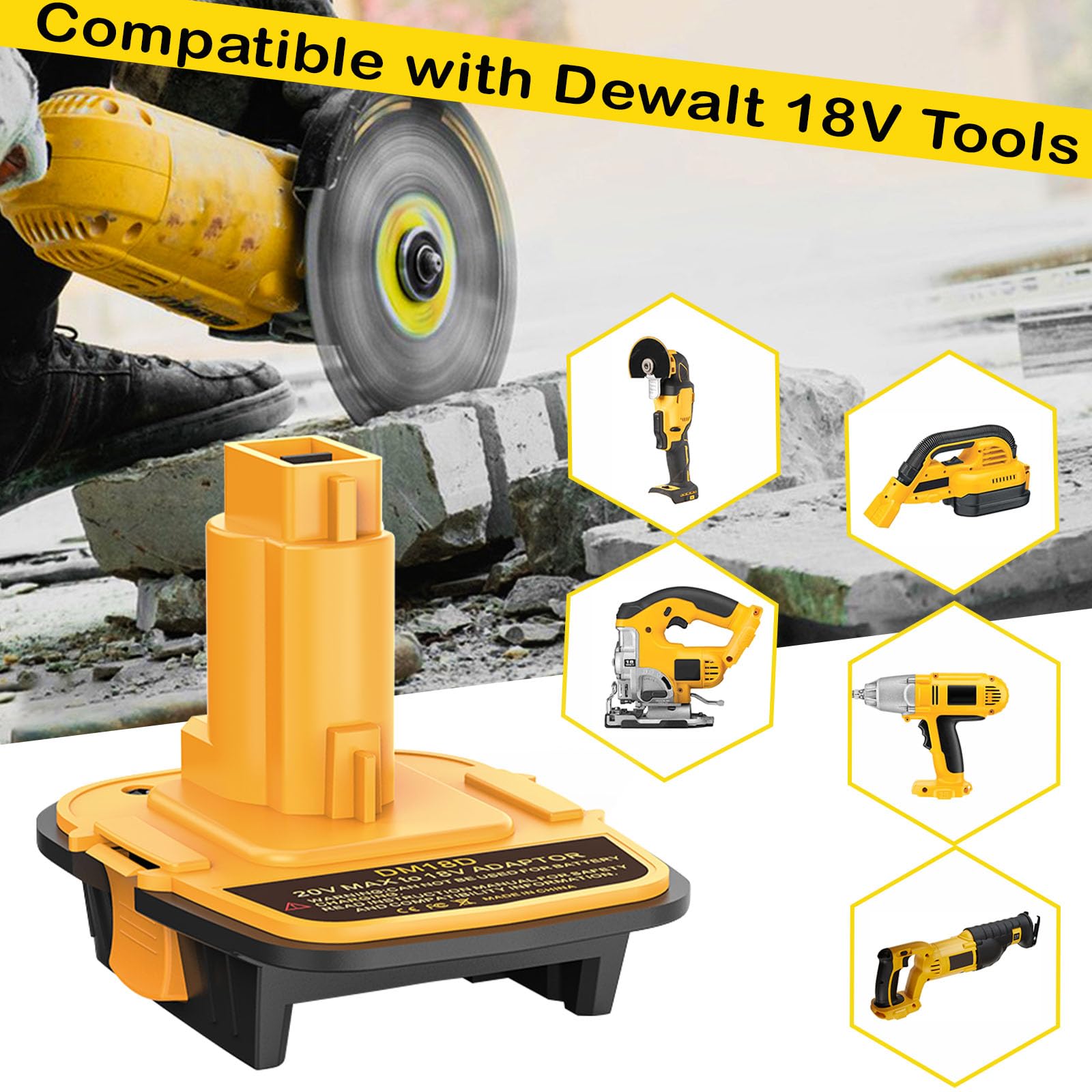 Kzreect 2Pack Dm18D Adapter Converter For 18V Tools With Usb Port, Compatible With Dewalt 20V Battery, Compatible With Milwaukee