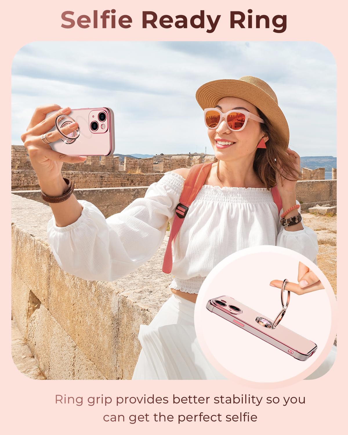 Xyz For Iphone 13 Mini Case With Stand, Phone Case With Double Ring Kickstand, Women Girls Bling Luxury Protective Case Heart Fo