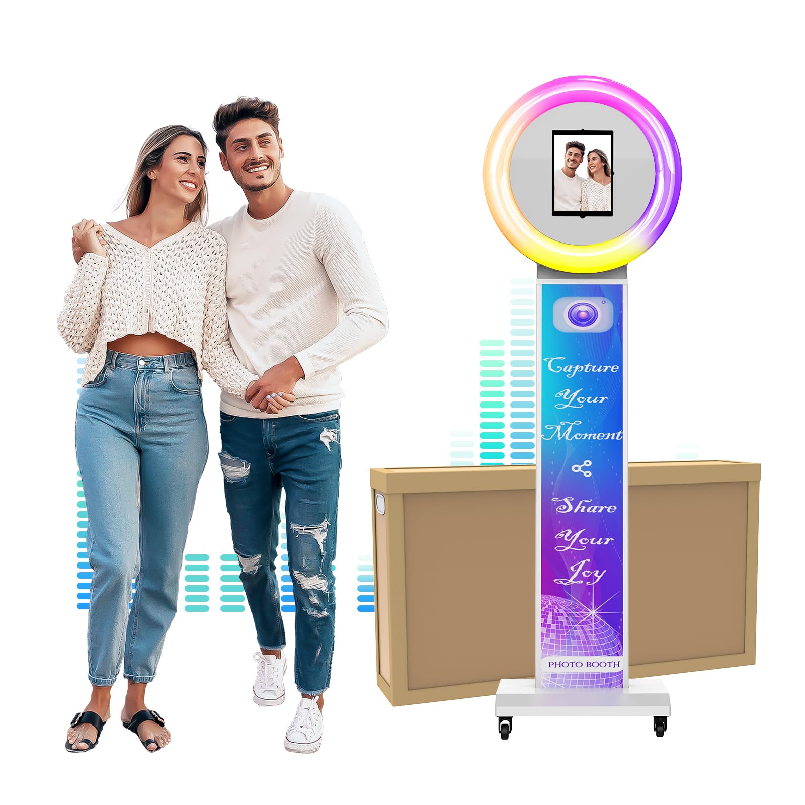 Jiyang Photo Booth Compatible With Ipad 12.9In 11In 10.9In 10.2In Portable Photo Booth Machine For Ipad With Software App Contro