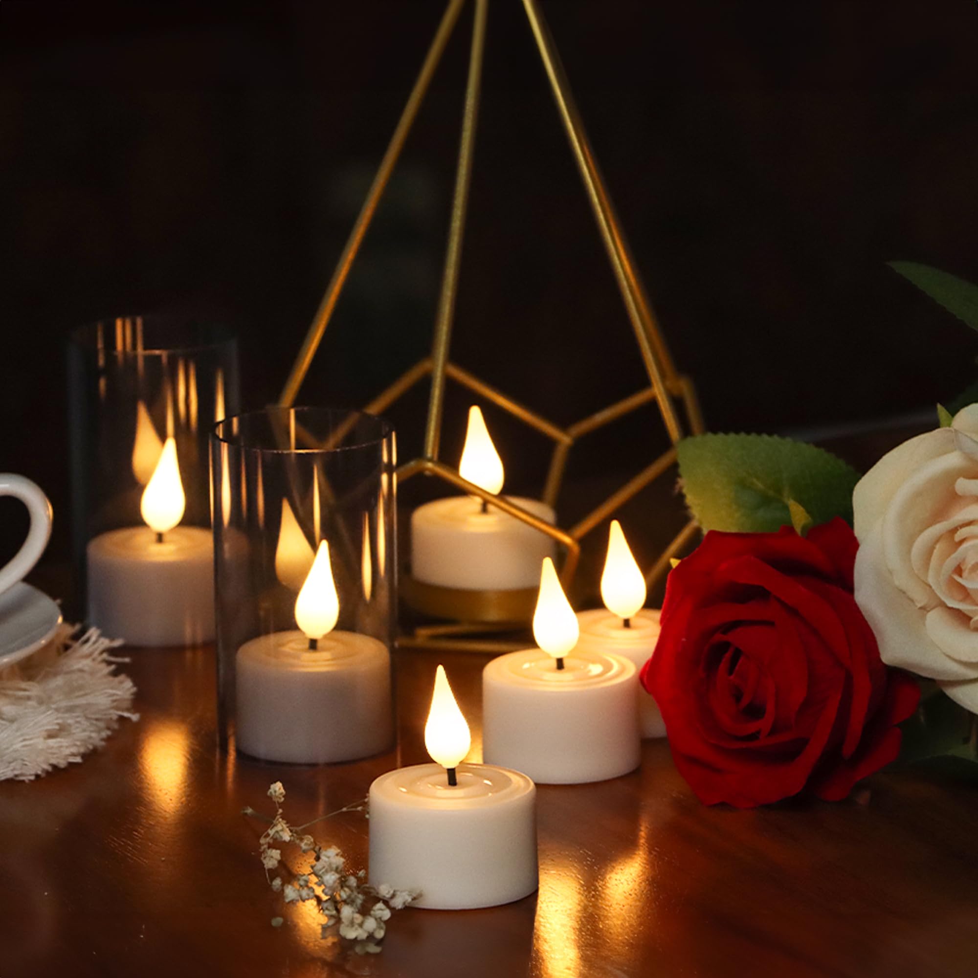 Yunsheng Rechargeable Flameless Tea Lights Candles With Remote Timer & Charging Base, 12Pcs Battery Operated Led Votive Candles