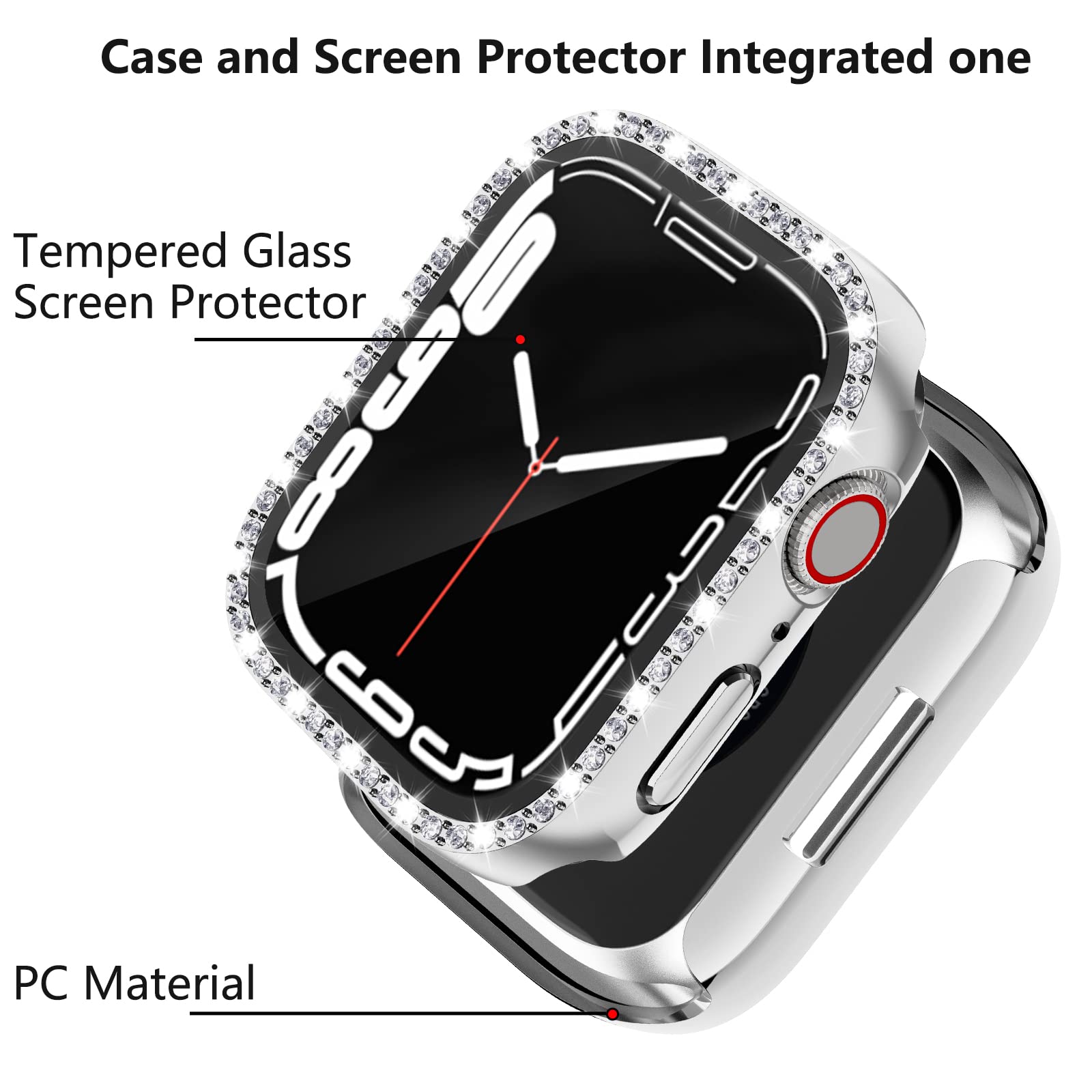 Cuteey 2 Pack Bling Case With Tempered Glass Screen Protector For Apple Watch Series 9 8 & Series 7 45Mm, All Round Full Protect