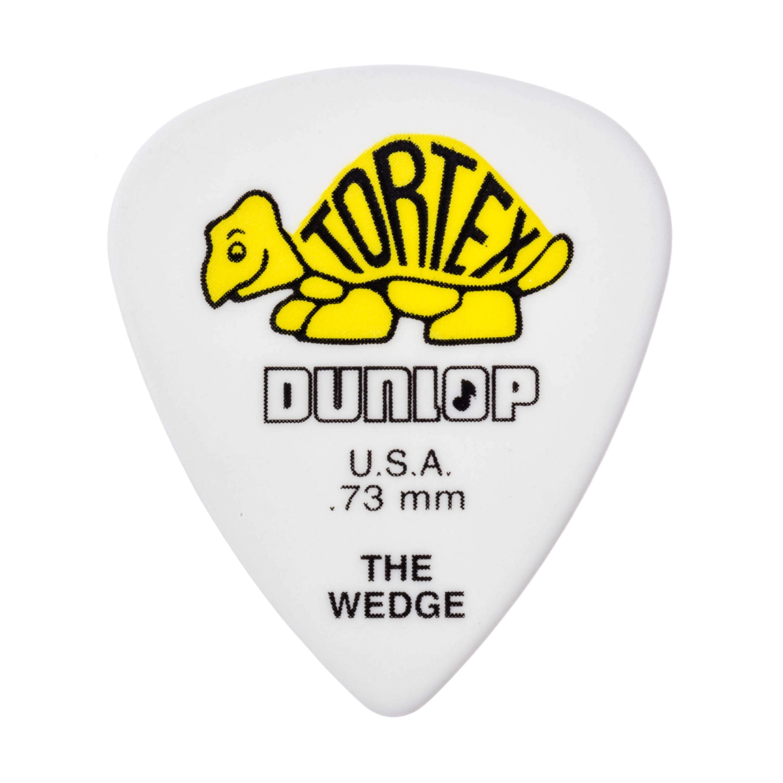 Dunlop 424P.73 Tortex Wedge, White/Yellow, .73mm, 12/Players Pack