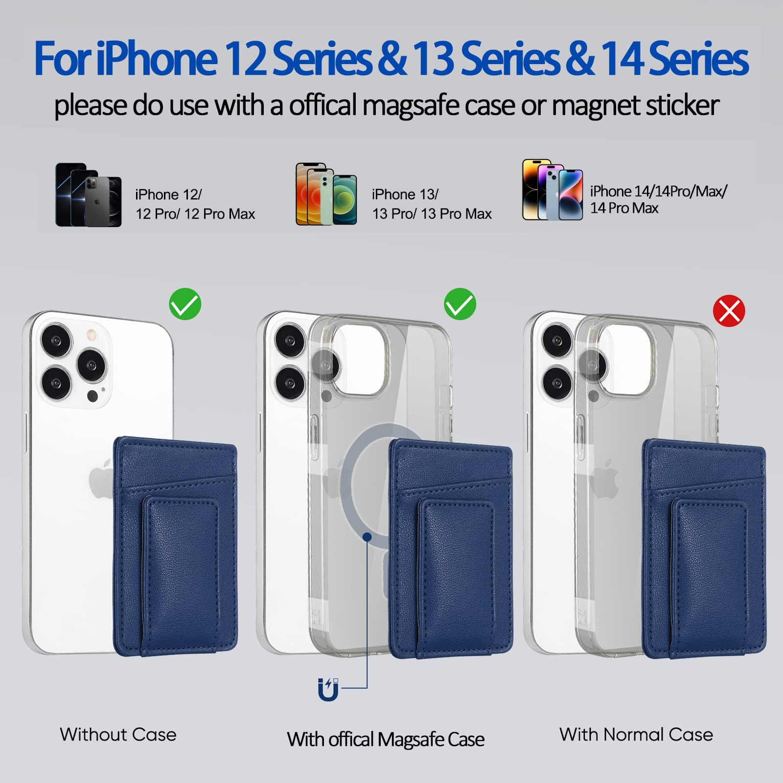 Magnetic Card Wallet Holder For Apple Magsafe, Magnetic Card Holder Magsafe Compatible With Iphone12 Iphone13/ 14 Magsafe Wallet