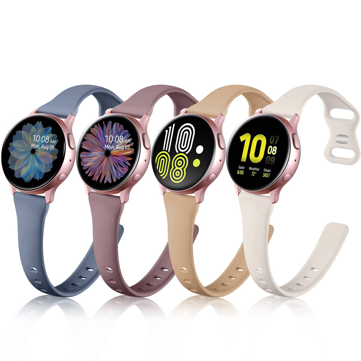 Geak Compatible For Samsung Galaxy Watch 6 Band/Galaxy Watch 4 5 Band 40Mm 44Mm,20Mm Soft Slim Silicone Strap For Samsung Watch