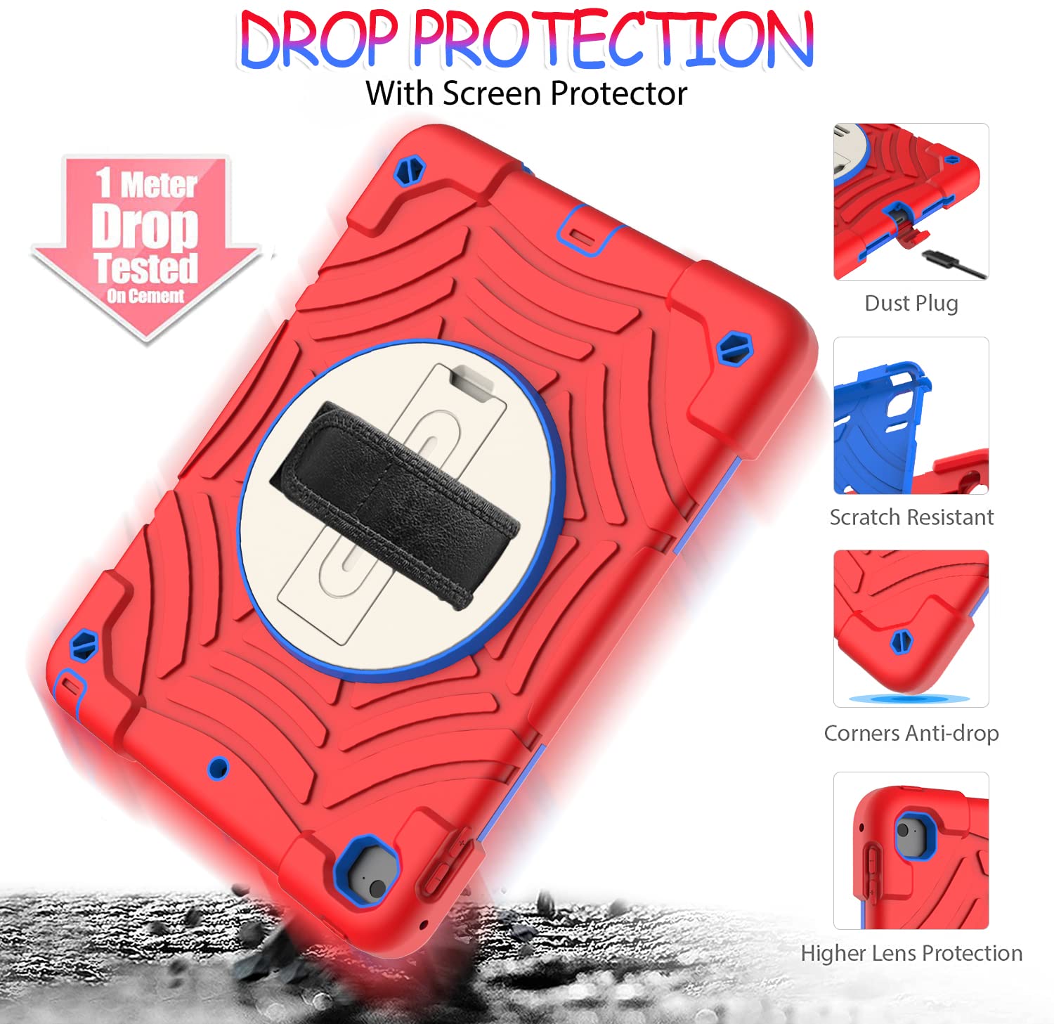 Bmouo Case For Ipad 6Th/5Th Generation (9.7 Inch, 2018/2017), With Screen Protector, 360 Rotating Stand & Hand & Shoulder Strap