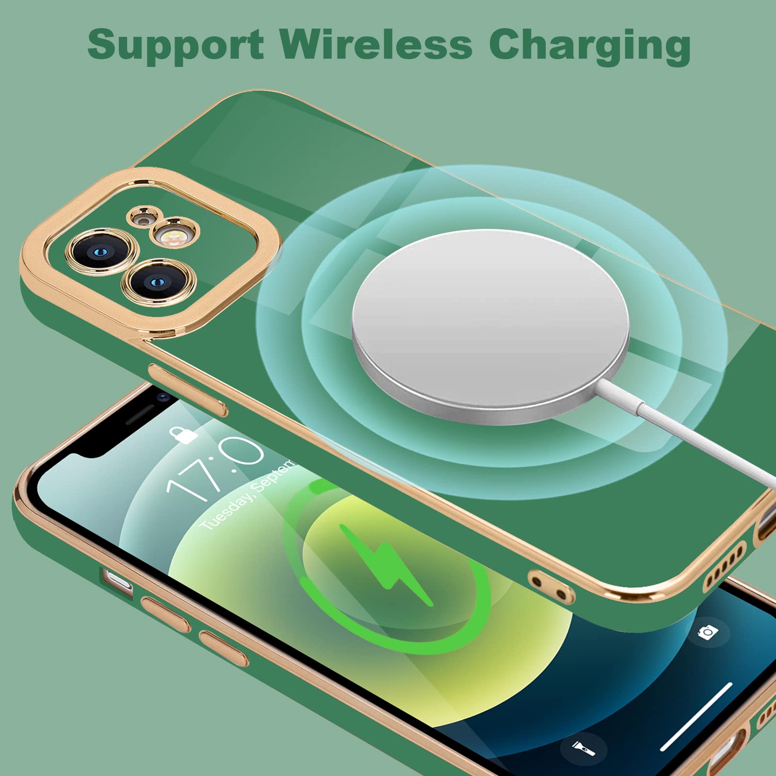 Lafunda For Iphone 12 Case, Cute Slim Soft Silicone Shockproof Phone Cover For Women Girls Anti Scratch Camera Protective Luxury