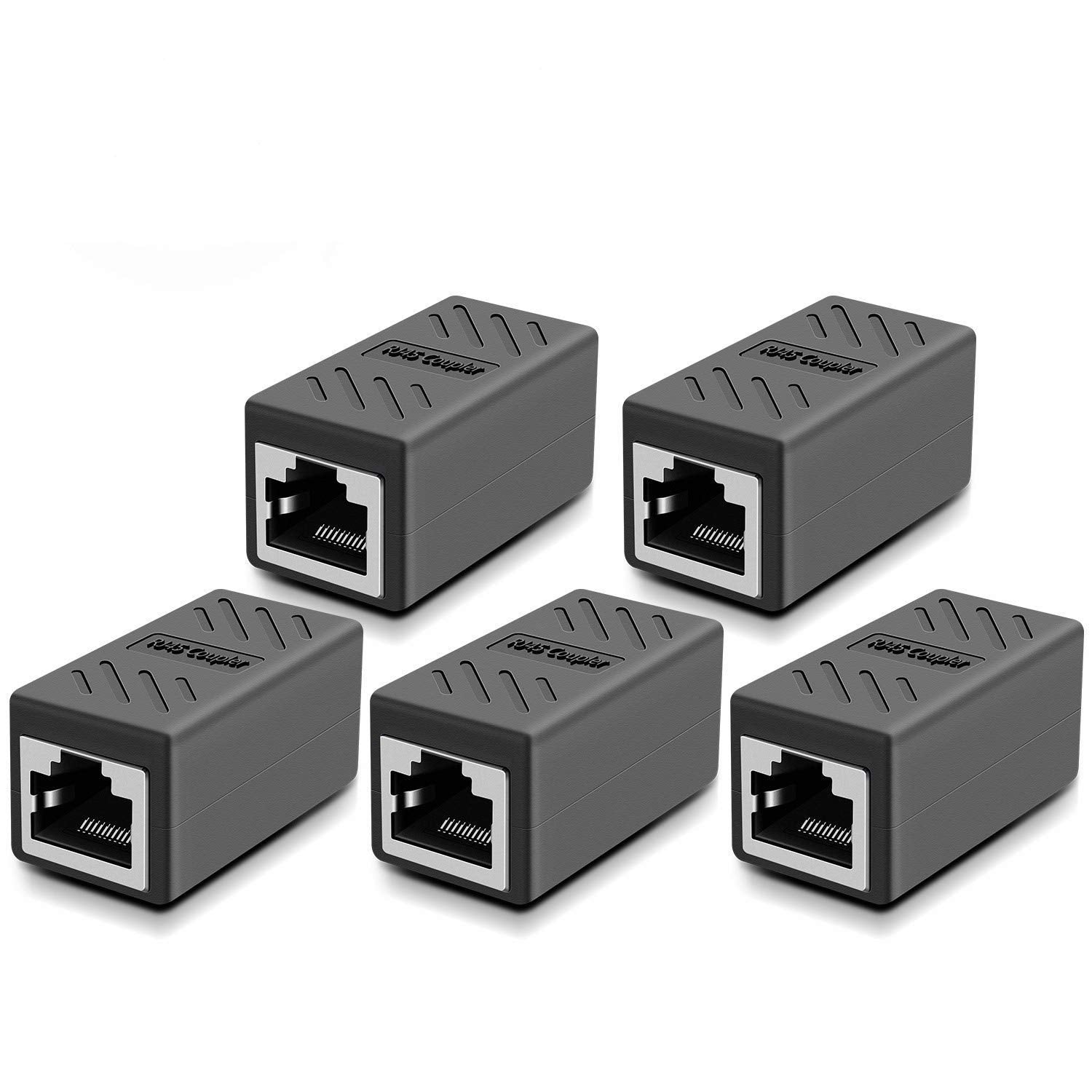 Y.D.F Network Cable Coupler, Rj45 Adapter Rj45 Coupler Shielded Inline Coupler For Cat7/Cat6/Cat5E/Cat5 Ethernet Cable Extender Connector Ethernet Cable Connectors Female To Female(Gray 5 Pack)