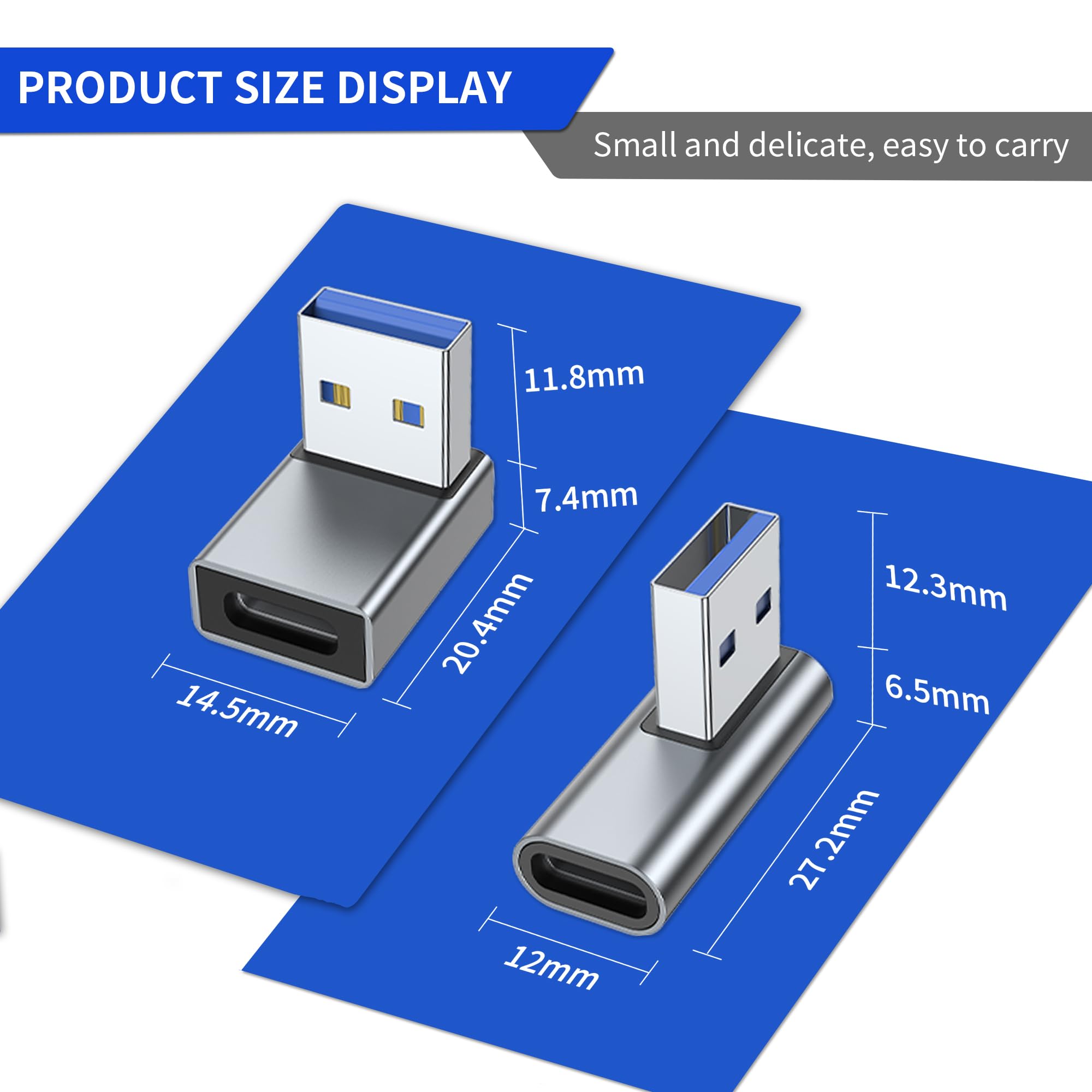 Right Angle Usb A 3.0 Male To Usb C Female Adapter, 90 Degree Usb A3.0 To Usb C Adapter, Right And Left Angle Usb A 3.0 Male To