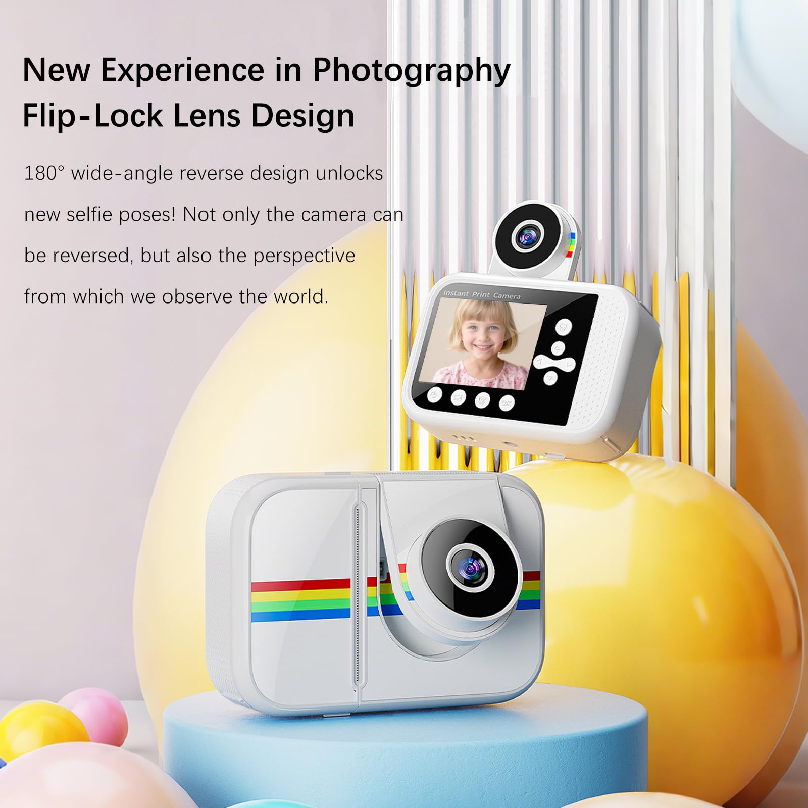 Kids Camera Instant Print,Kids Digital Camera With 3 Color Print Paper,32Gb & Mini Tripod,48Mp & 1080P Video Christmas Birthday