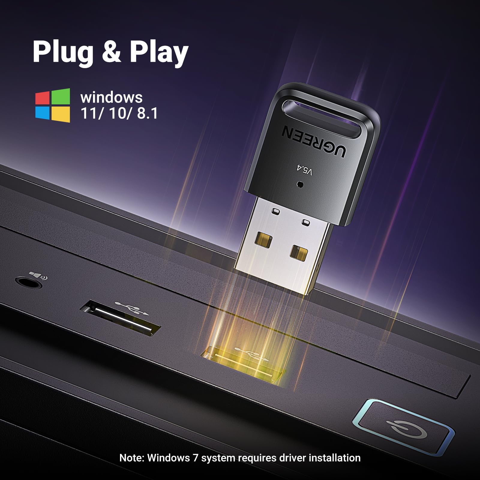 Ugreen Usb Bluetooth Adapter, 2024 5.4 Bluetooth Adapter For Pc, Plug & Play For Windows 11/10/8.1, Bluetooth Receiver & Transmi