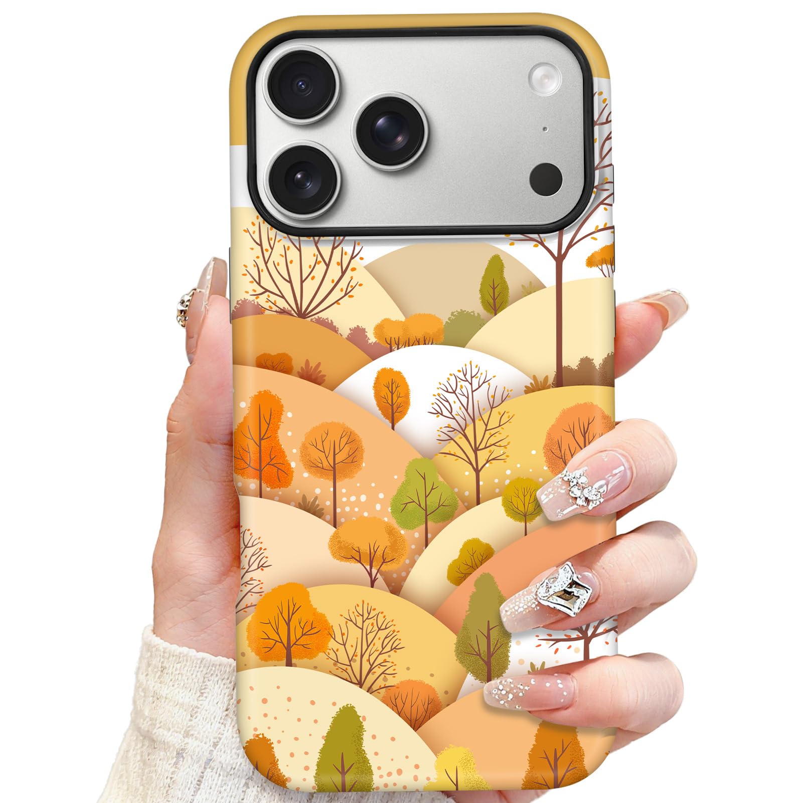 SOKAD Magnetic Floral Phone Case for iPhone 17 Pro Max, Cute Orange Flower Pattern Compatible with Magsafe Matte Protective Case
