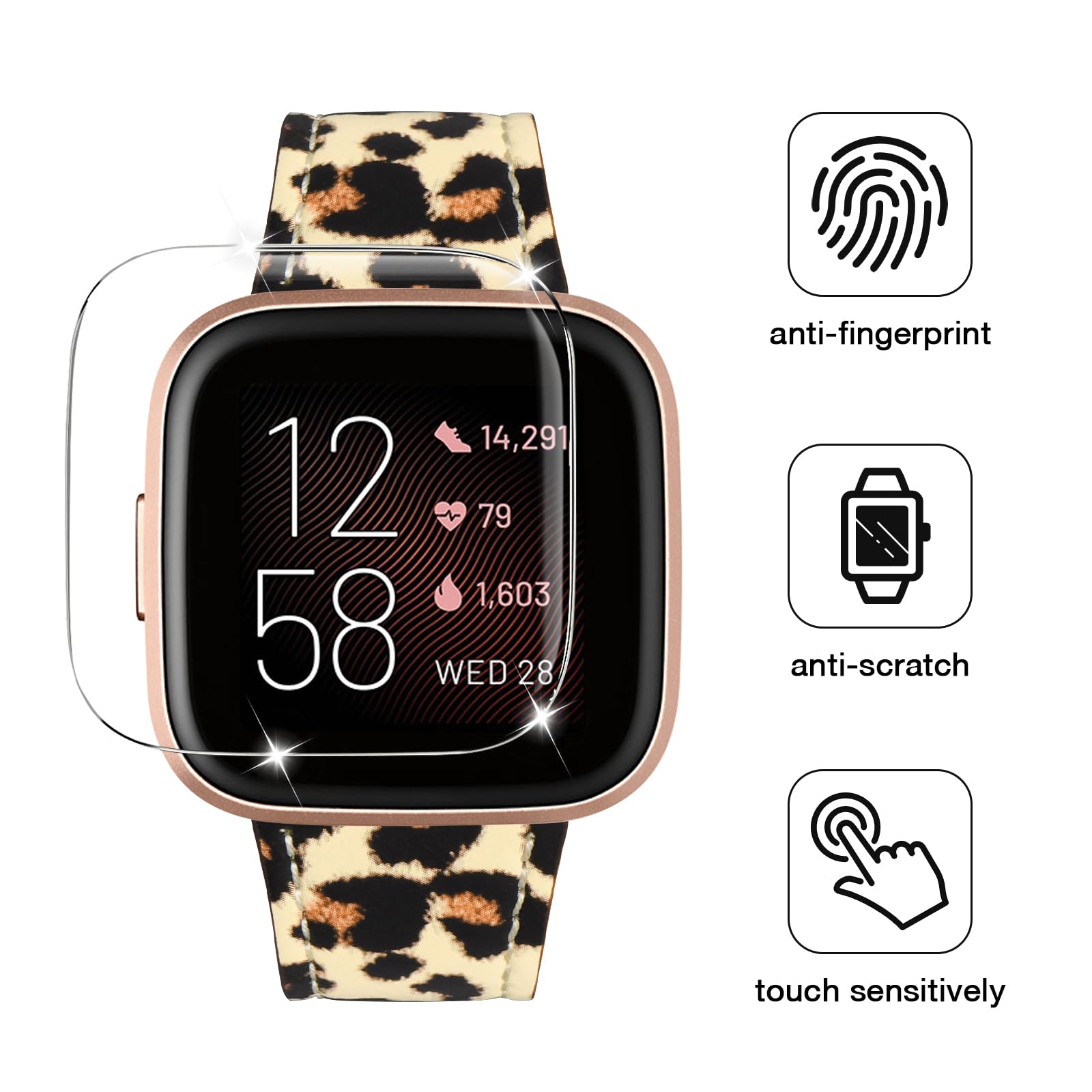 Wfeagl For Fitbit Versa Bands, Top Grain Leather Band Replacement Strap For Fitbit Versa/Versa 2 /Versa Lite/Versa Se Fitness Sm