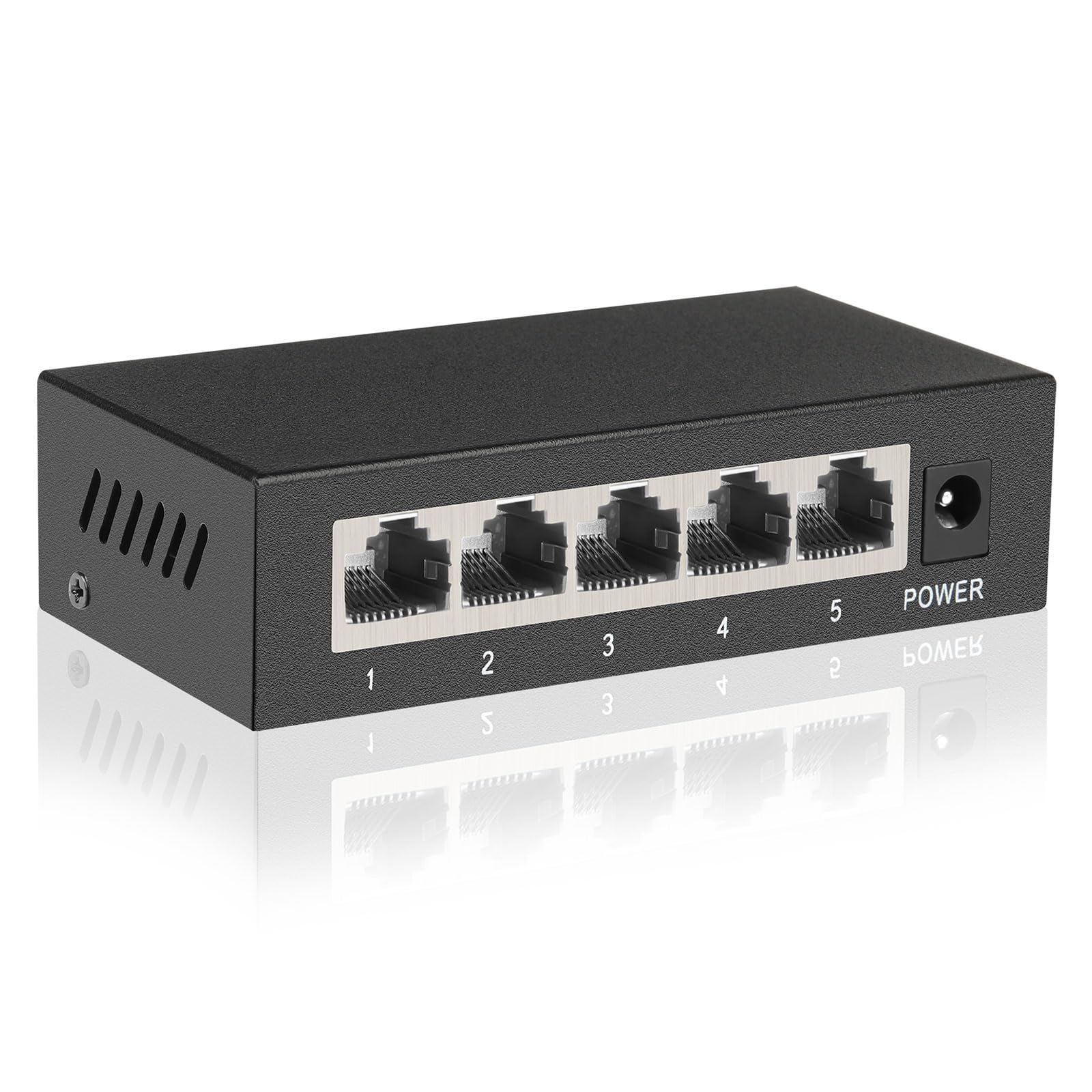 Ienron 5 Ports Gigabit Ethernet Switch, Unmanaged Network Switch,Ethernet Splitter | Plug & Play | Fanless Metal Design | Shield