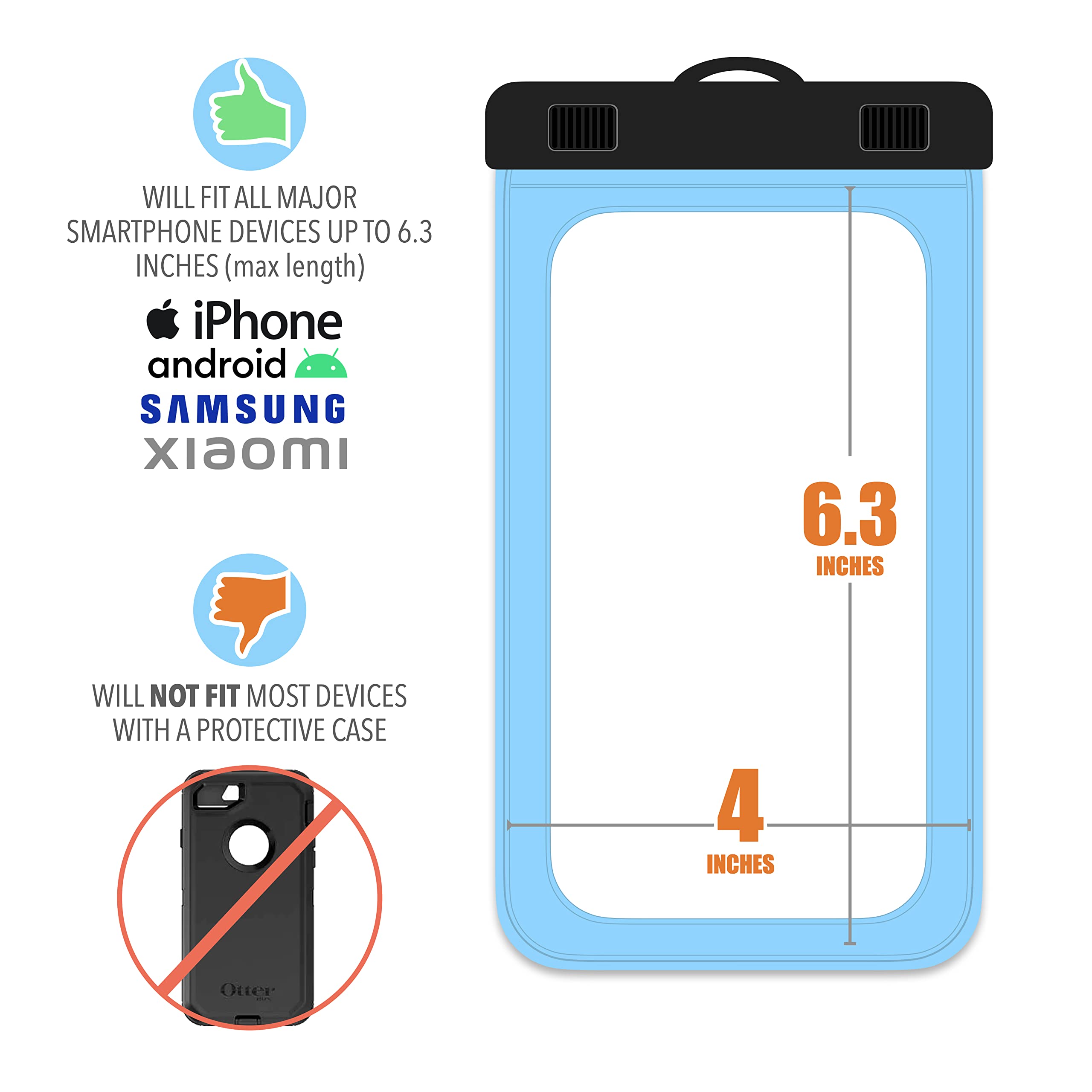 Cruise On Lanyards Waterproof Phone Pouch Dry Case W/Touch Screen For Iphone 15 14 13 12 11 Pro Max Xs, Samsung S22+, Pixel 7, F