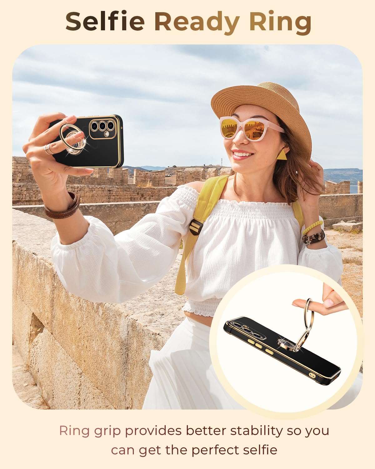 Xyz For Galaxy A54 5G Case With Stand, For Samsung Galaxy A54 5G Case With Double Ring, Women Girls Bling Luxury Protective Phon