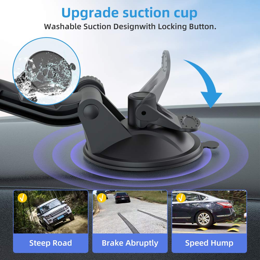 Ohlpro Tablet Holder For Car Dashboard, Universal Ipad Mount For Truck Windshield Suction Cup Car Holder With Large Clamp For All 6' 10.5' Apple Ipad Samsung Galaxy Tab Tablet, Black