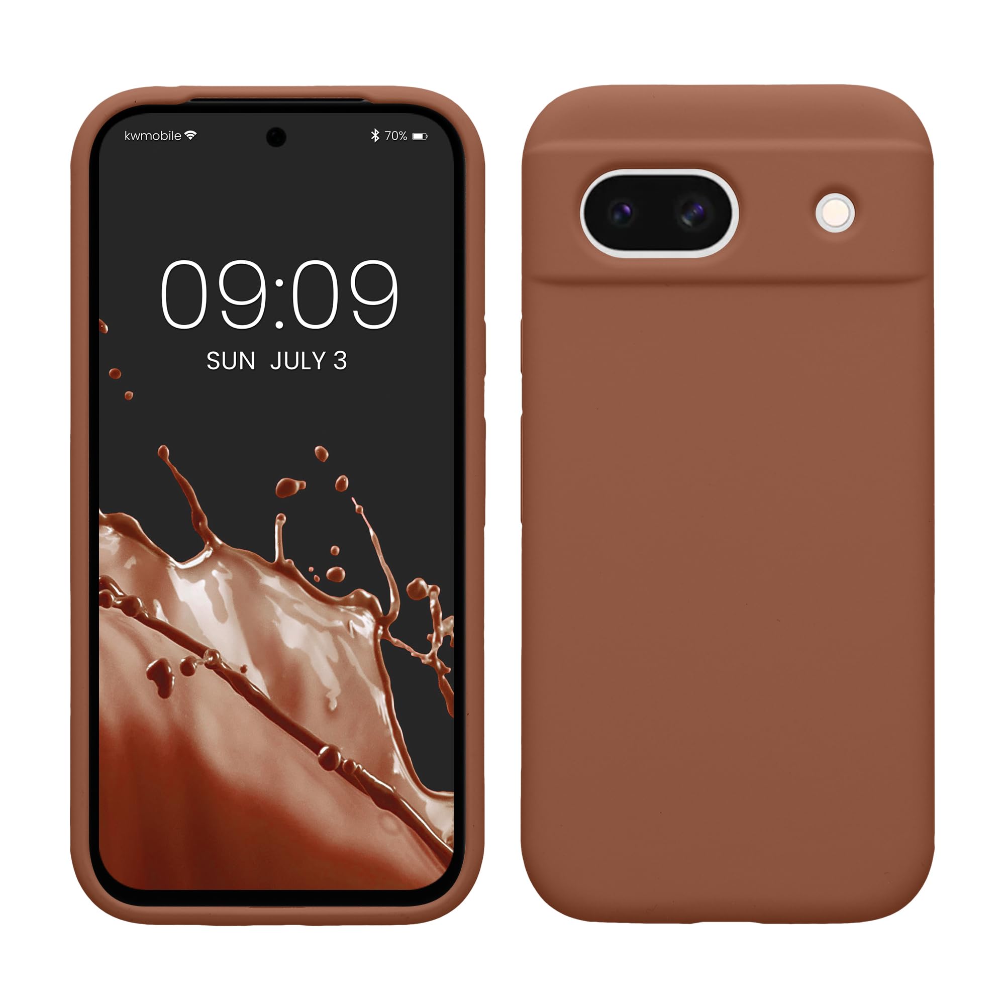 kwmobile Case Compatible with Google Pixel 8a Case - TPU Silicone Phone Cover with Soft Finish - Mocha